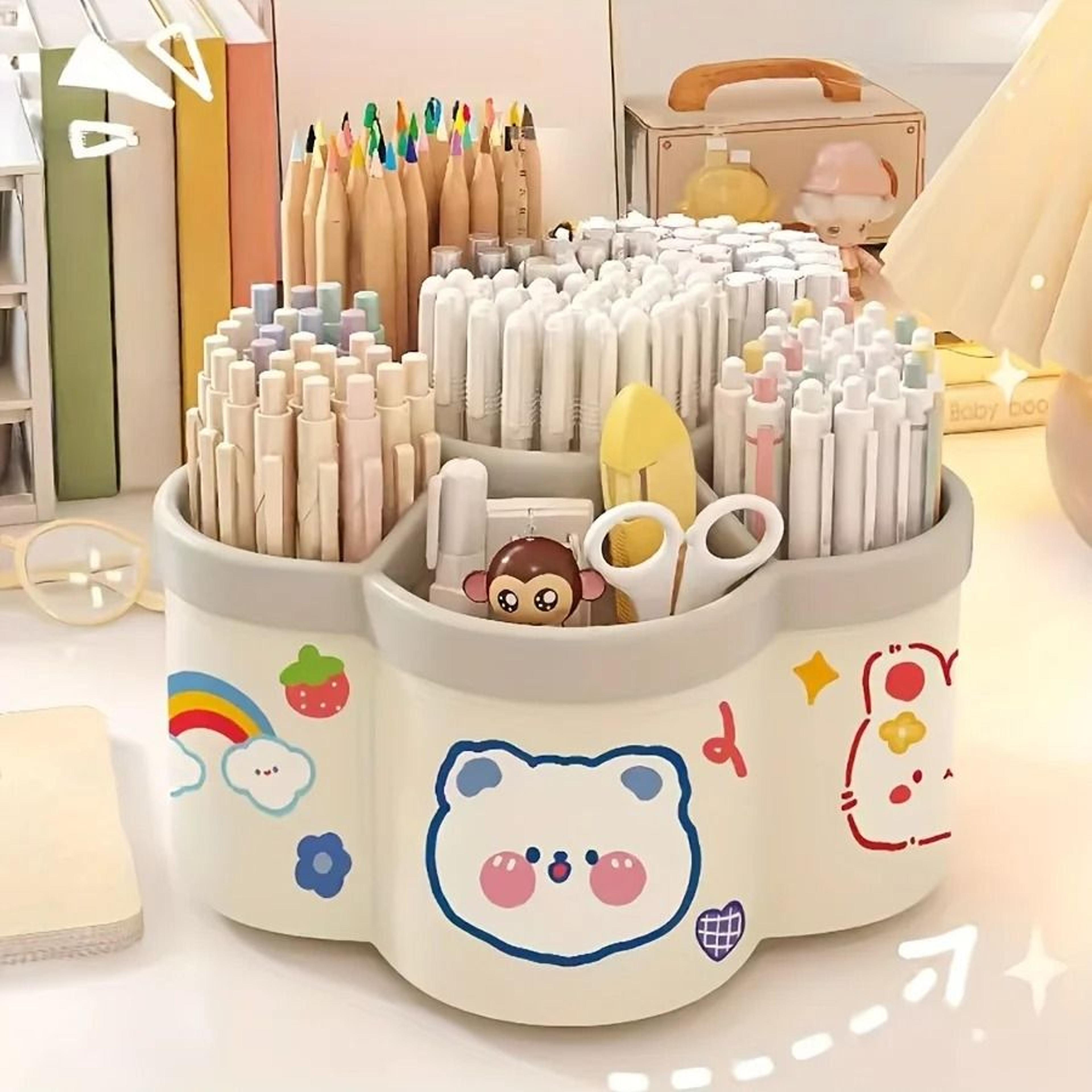 rotating desk organizer multi compartment office storage caddy