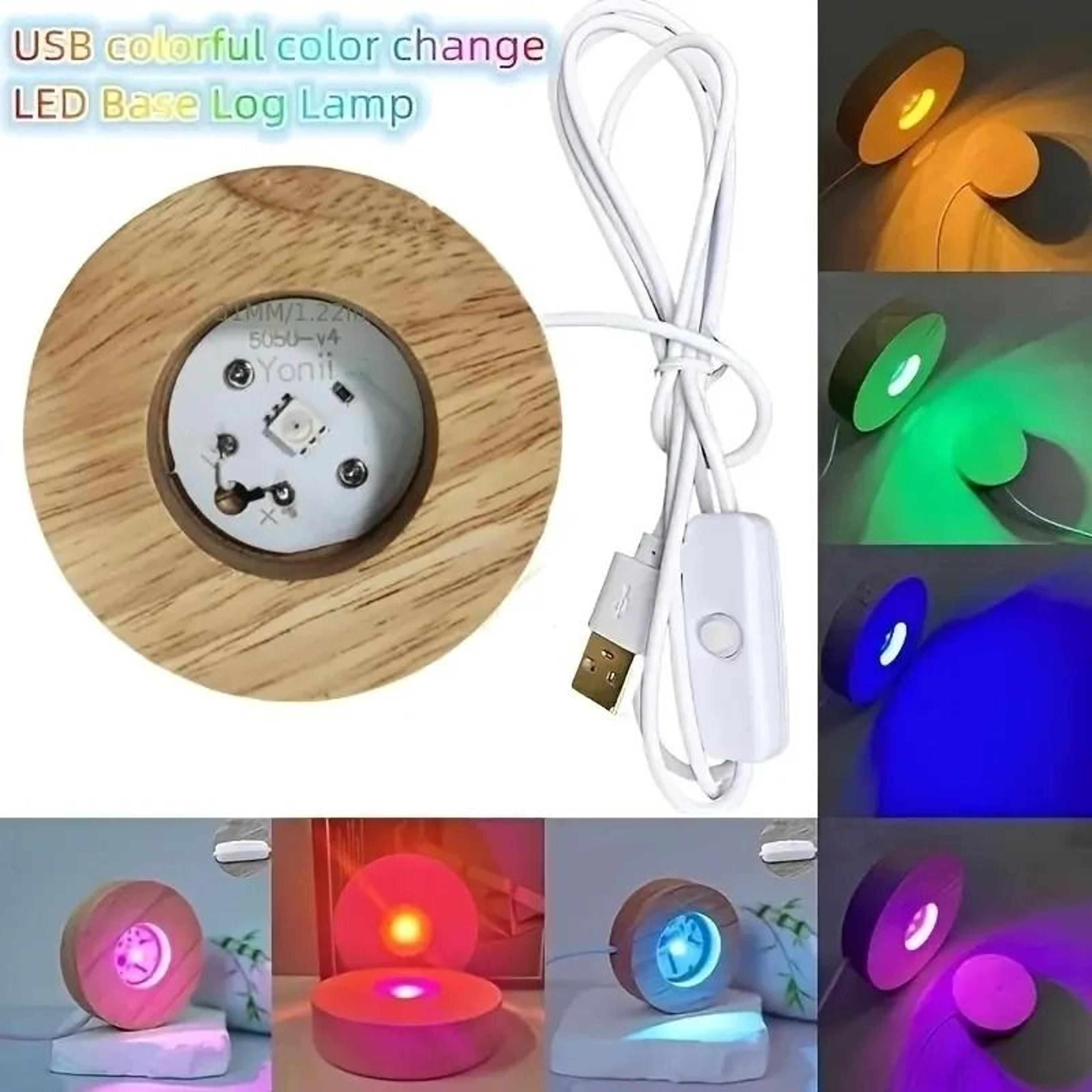 color changing led wood light base usb night lamp holder