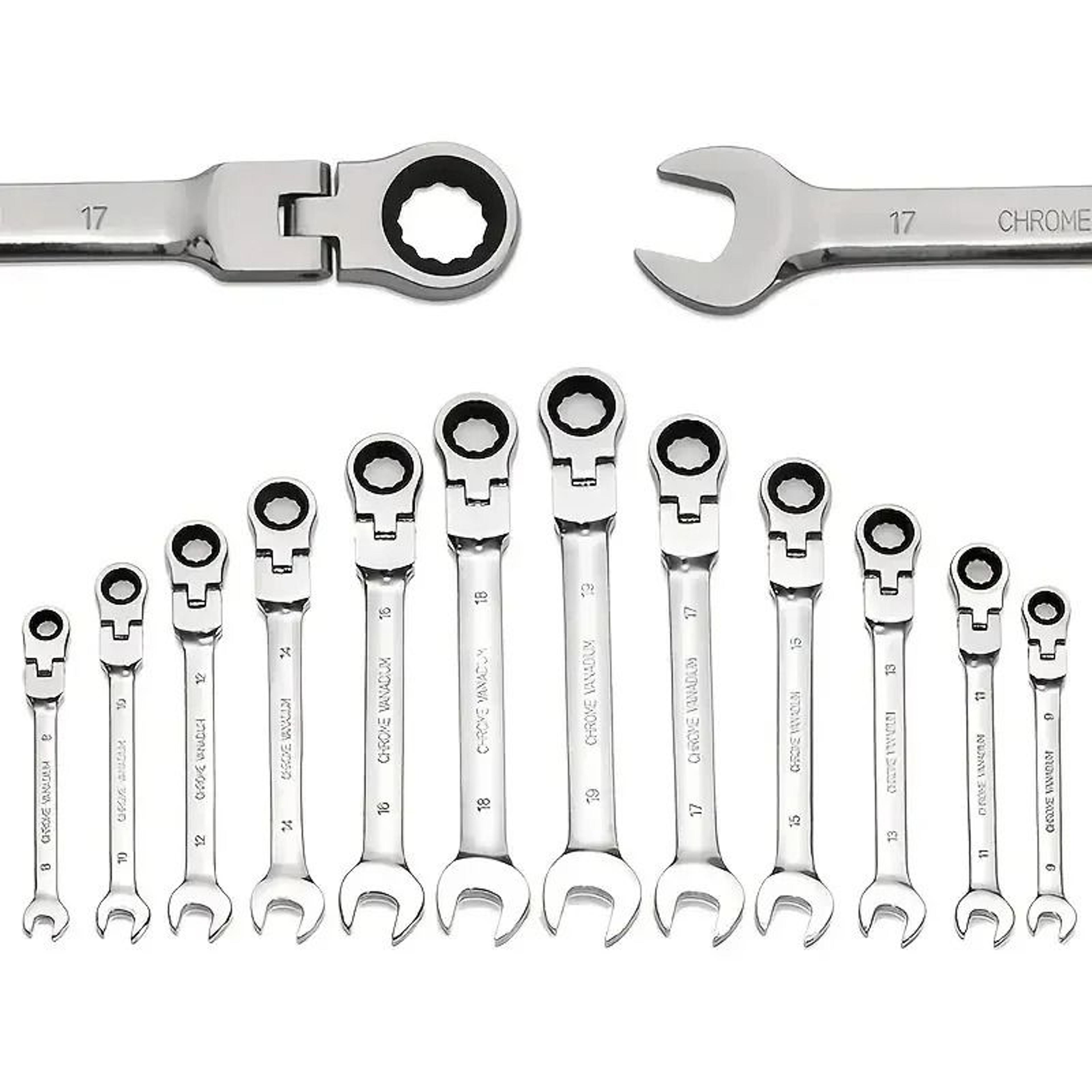 flex head ratcheting combination wrench for home repair and auto work