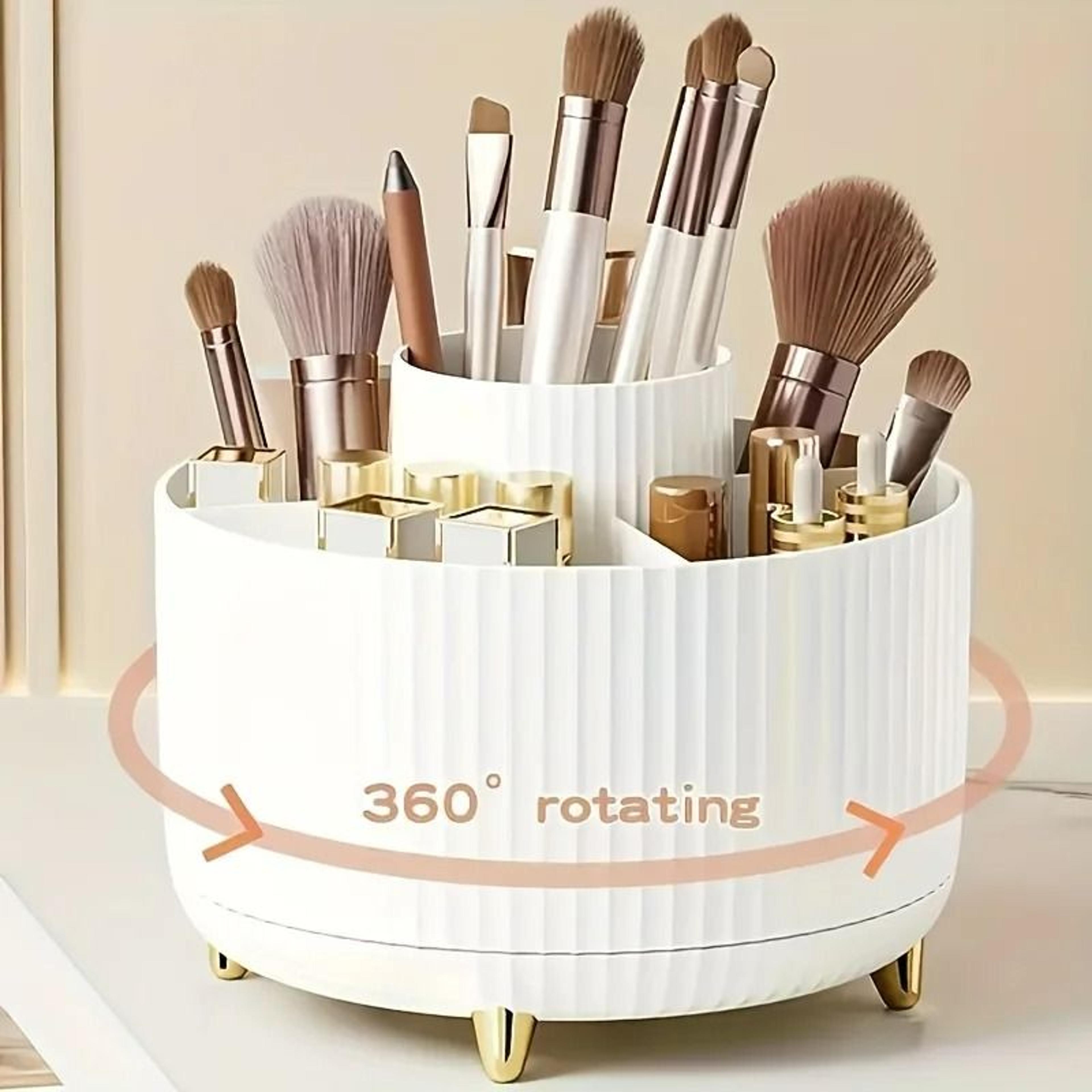 360 degree rotating cosmetic organizer with 5 compartments