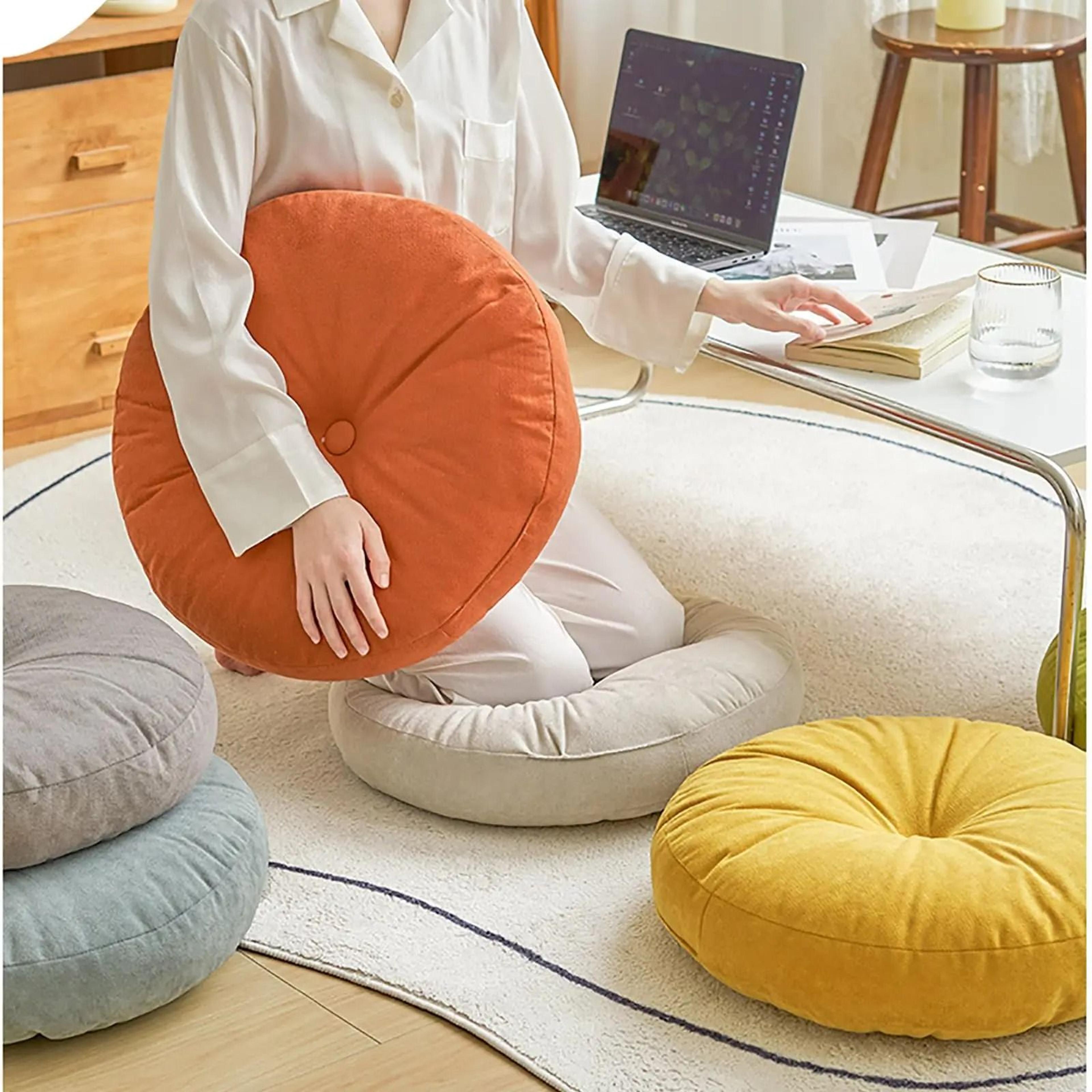 round chenille floor pillow for meditation living room balcony and extra seating
