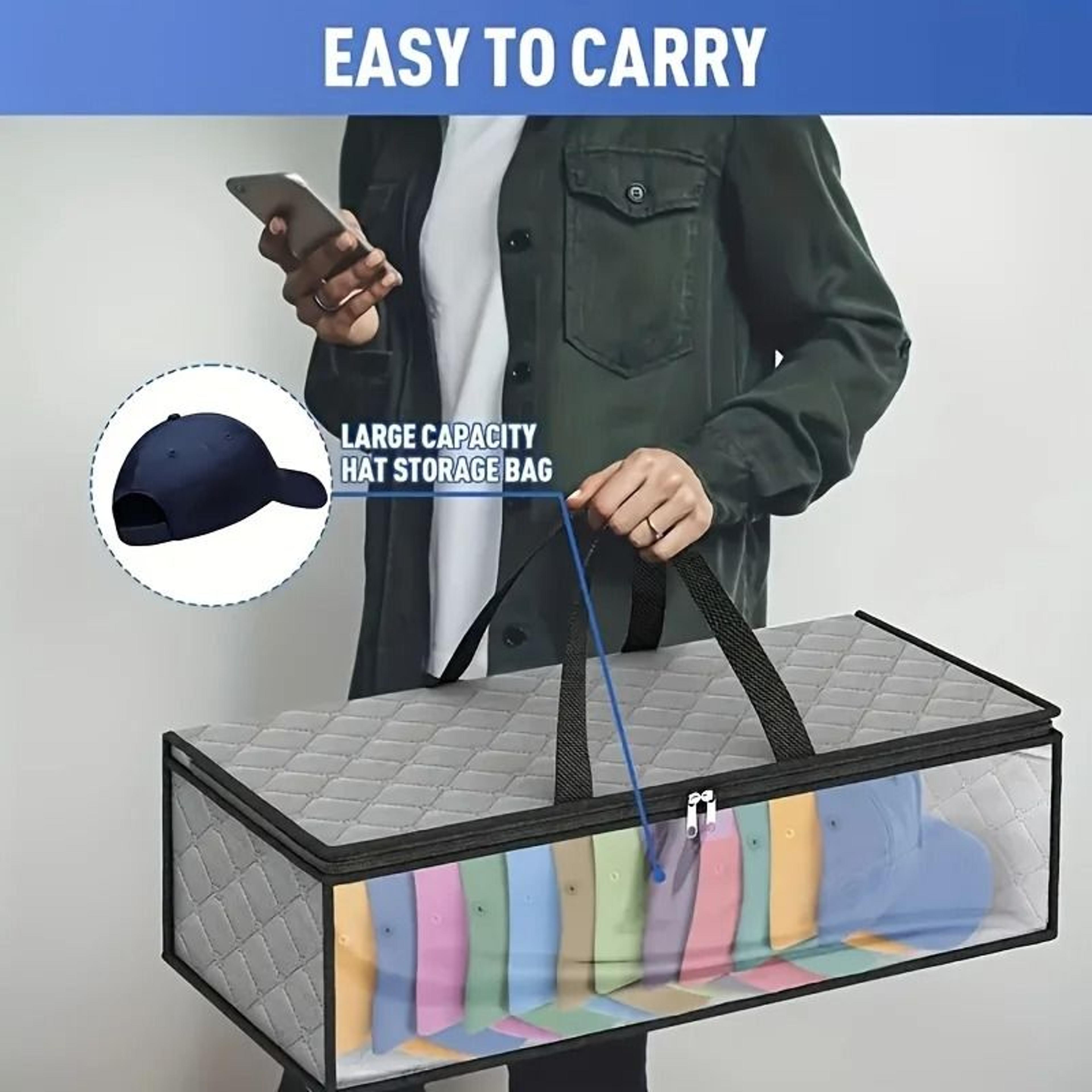 baseball cap storage organizer bag holds up to 20 hats with carry handles