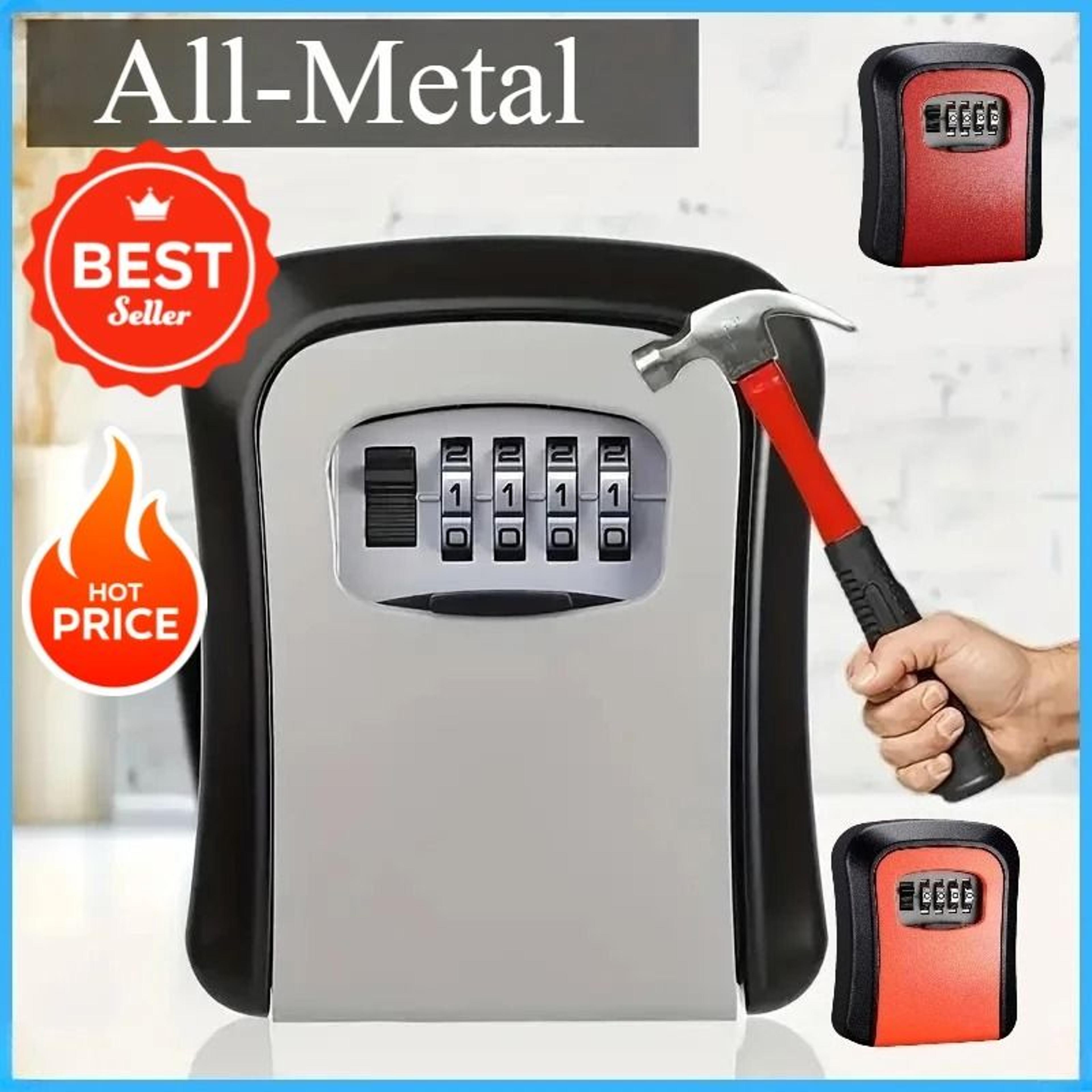 secure wall mounted key safe lock box with 4 digit combination weather resistant metal key storage