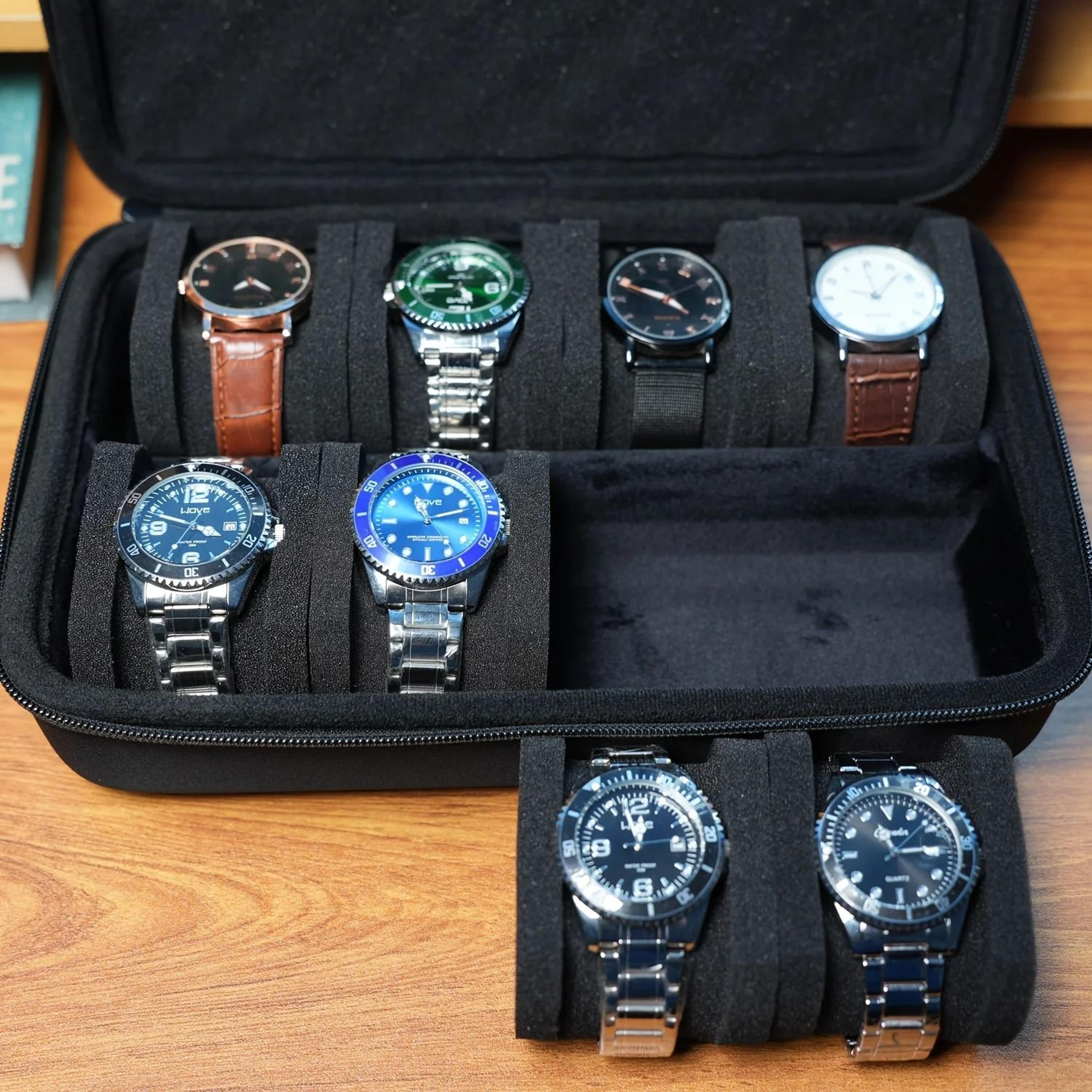 8 slot watch box organizer display storage case for wristwatches and smart watches