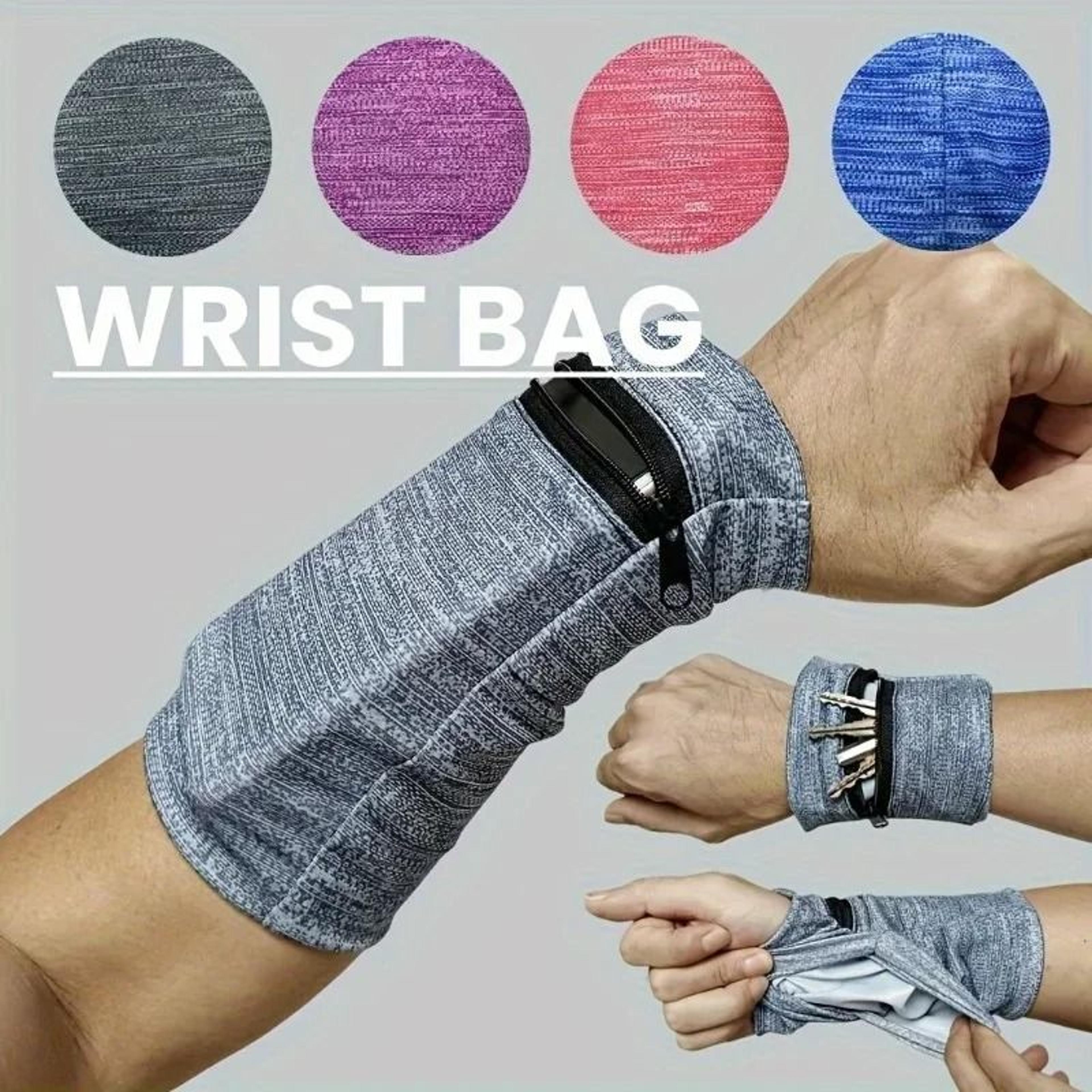 black zipper wrist support storage bag sweat absorbing wrist wrap for fitness