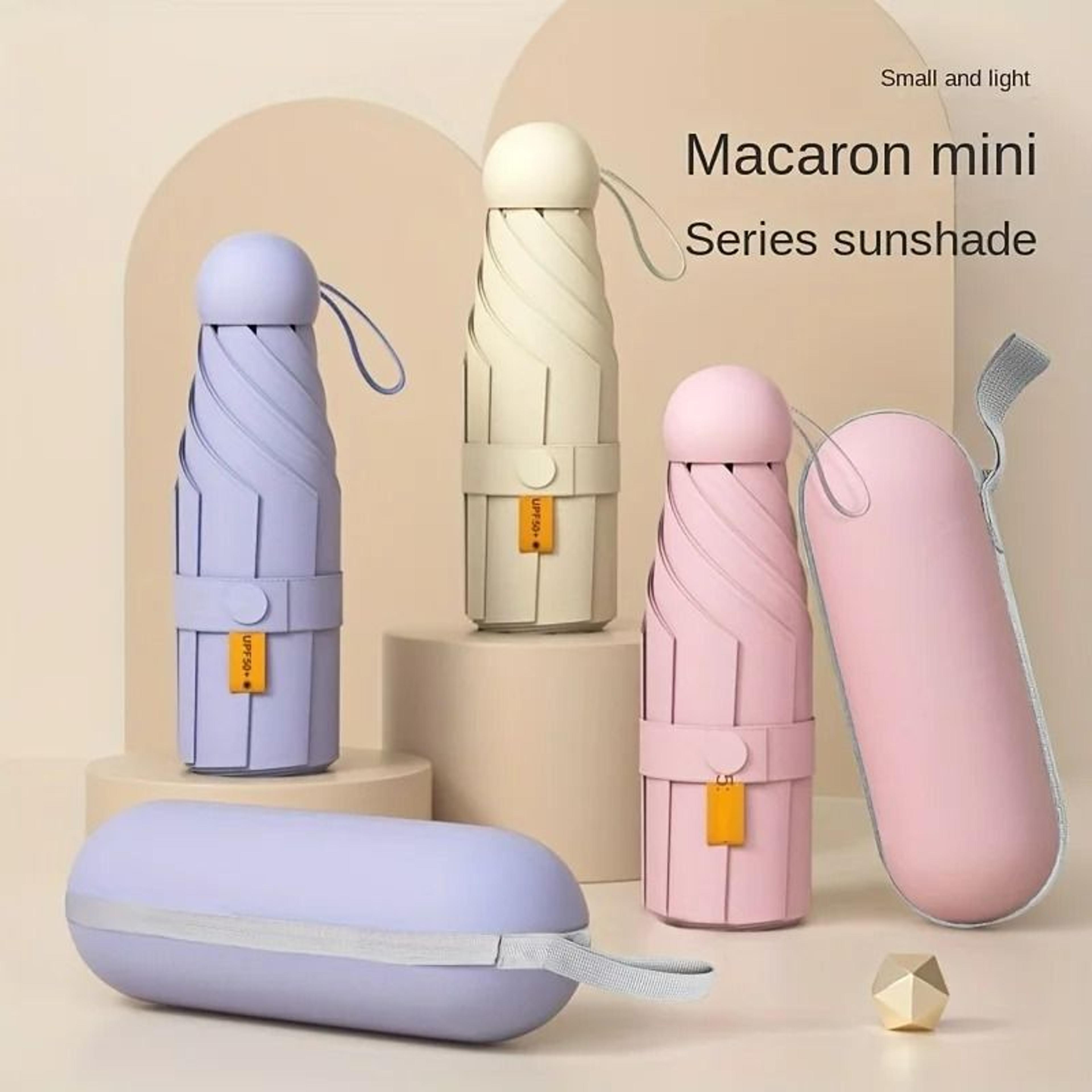 compact mini travel umbrella uv protection lightweight 5 fold capsule sunshade