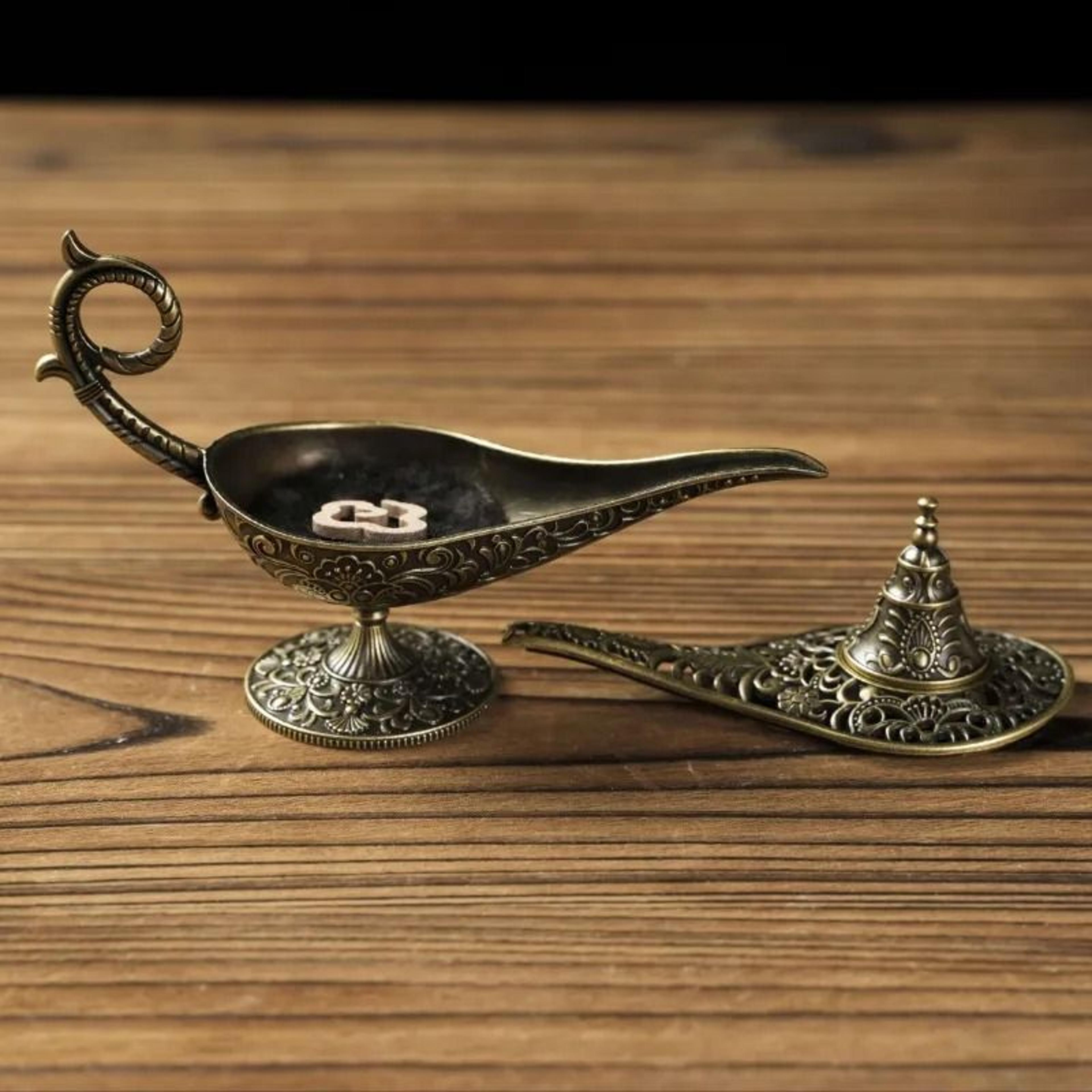 vintage aladdin magic lamp incense burner decorative metal incense holder for home decor meditation