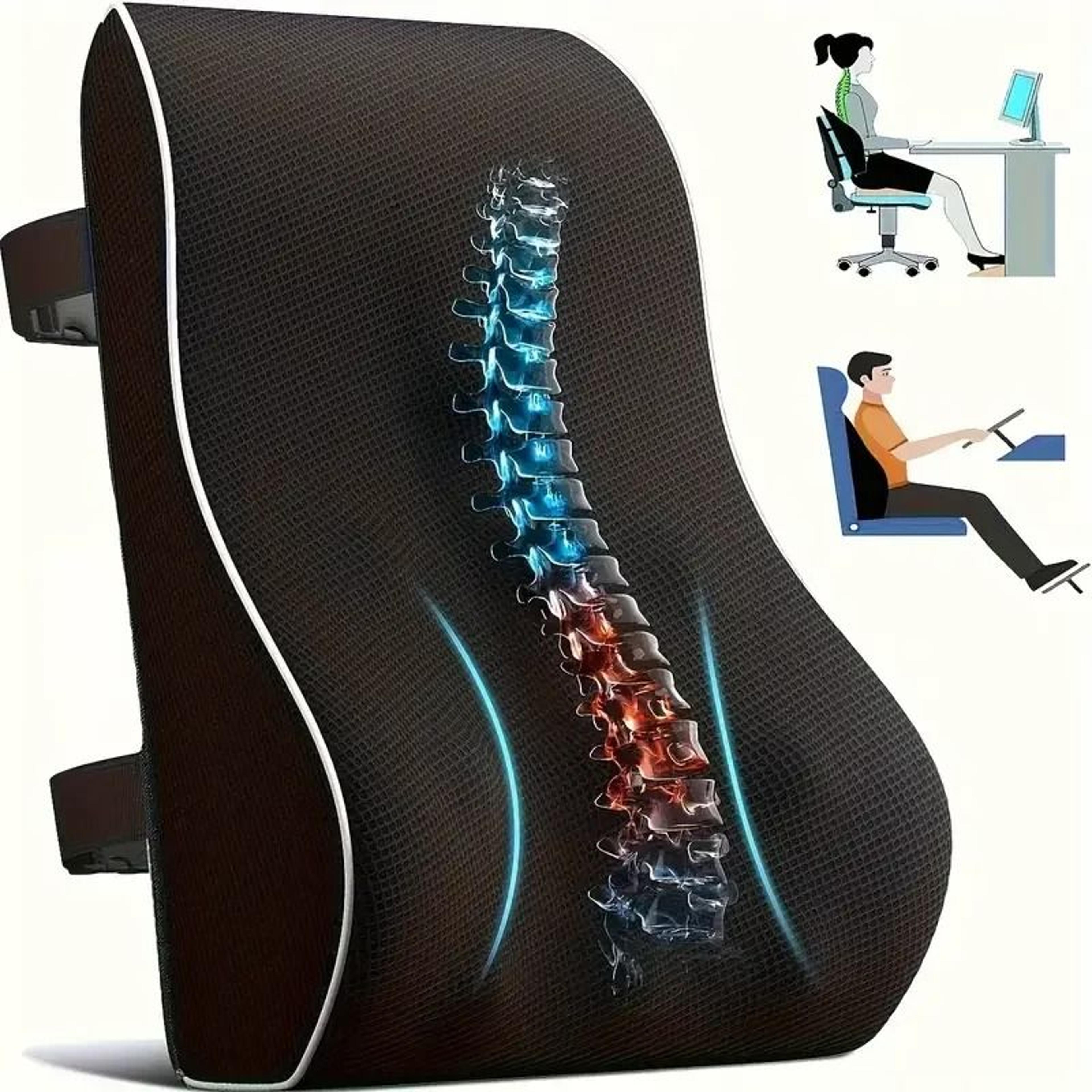 memory foam lumbar support pillow with adjustable spine cushion and breathable mesh cover