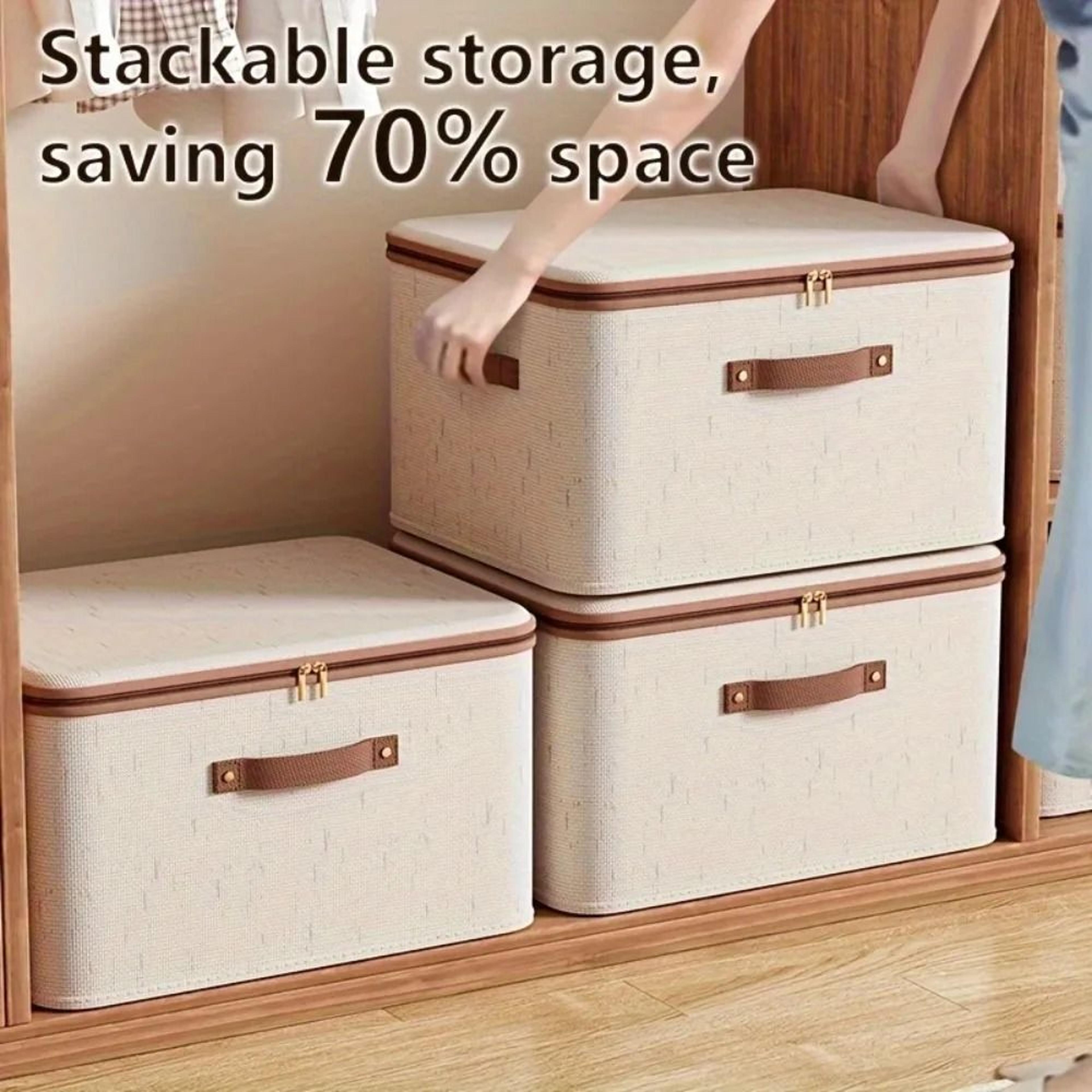 foldable linen under bed storage box with lid and double zippers