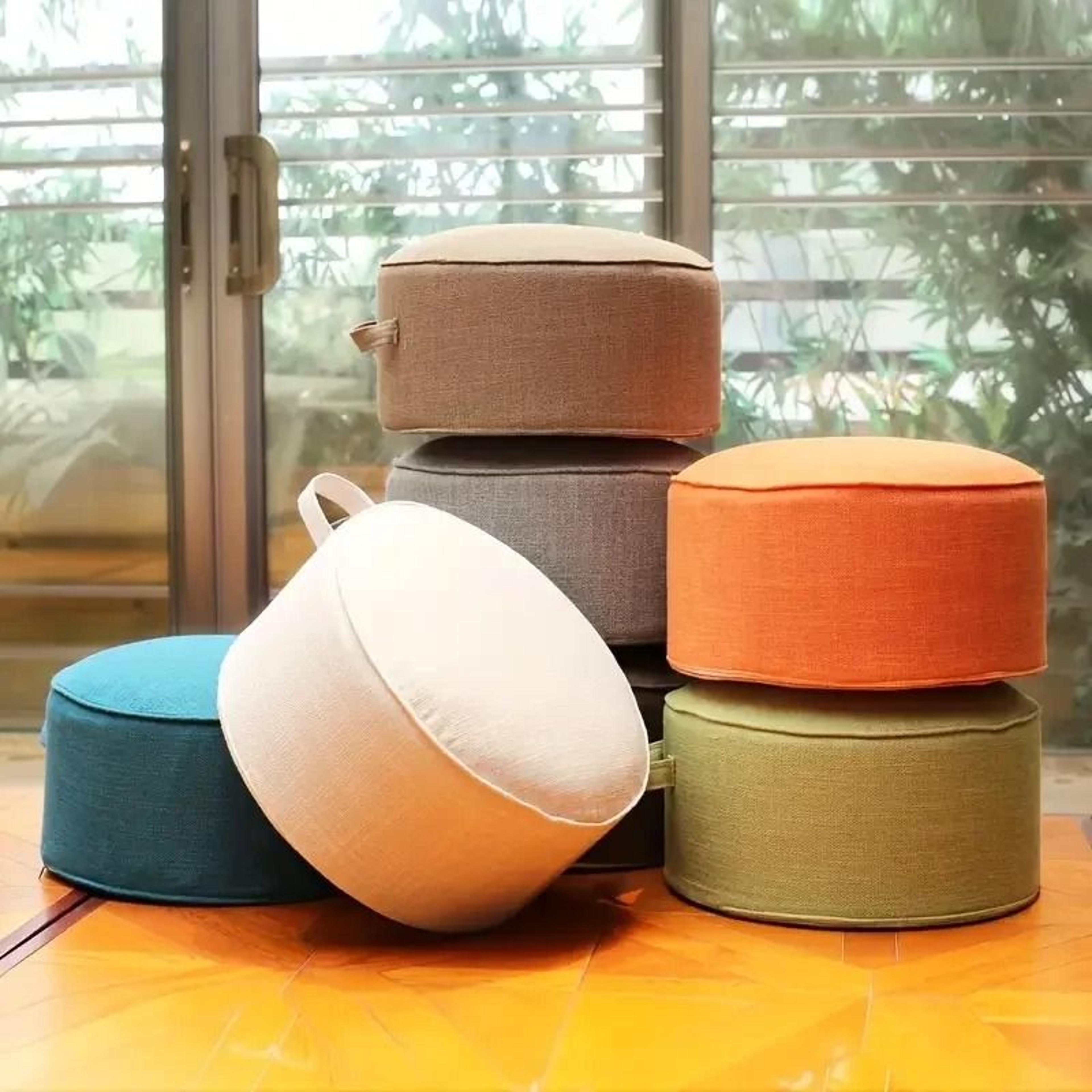 round floor cushion pouf ottoman for meditation reading and home seating