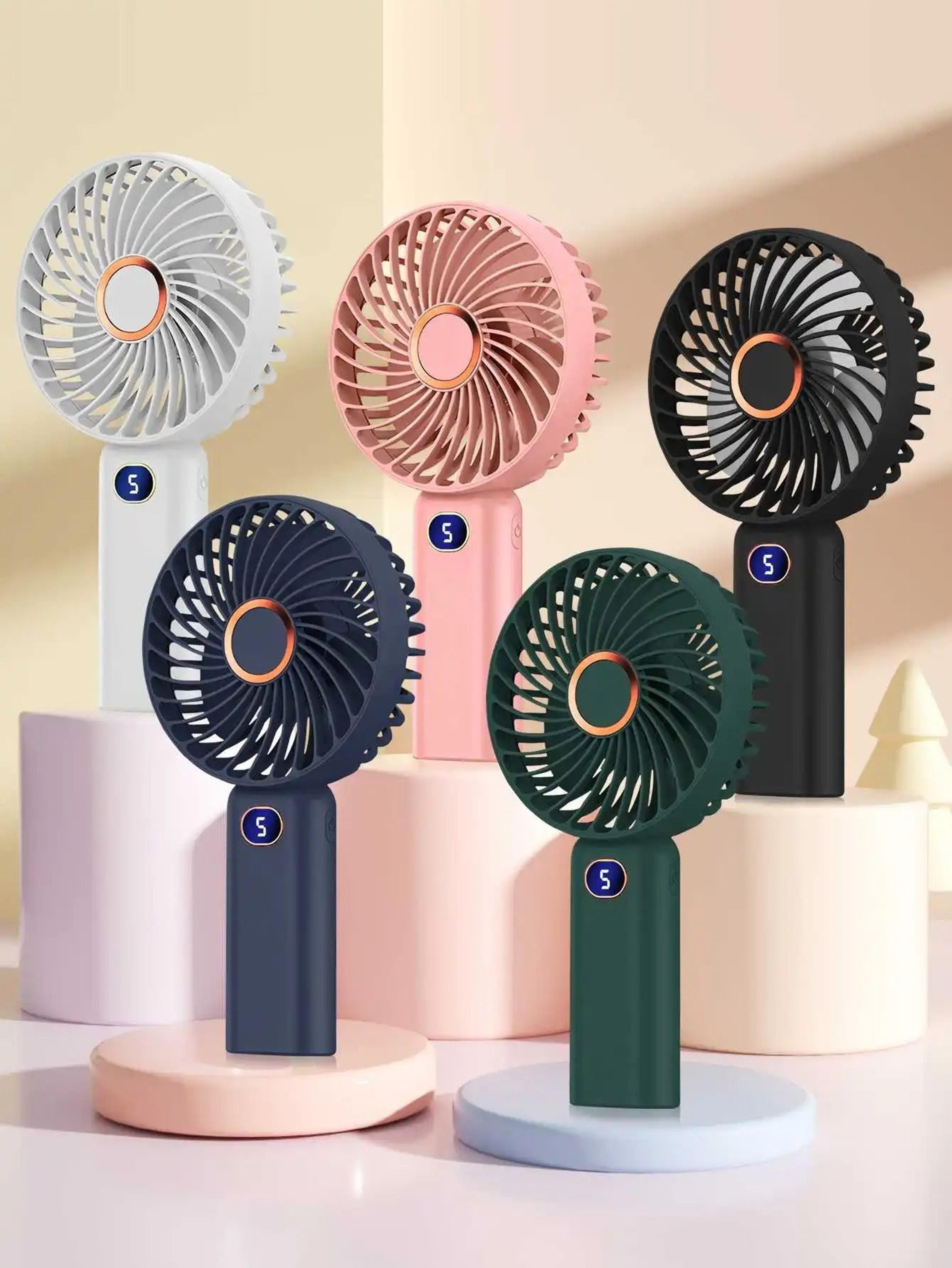 usb rechargeable portable handheld fan with digital display and 5 speeds