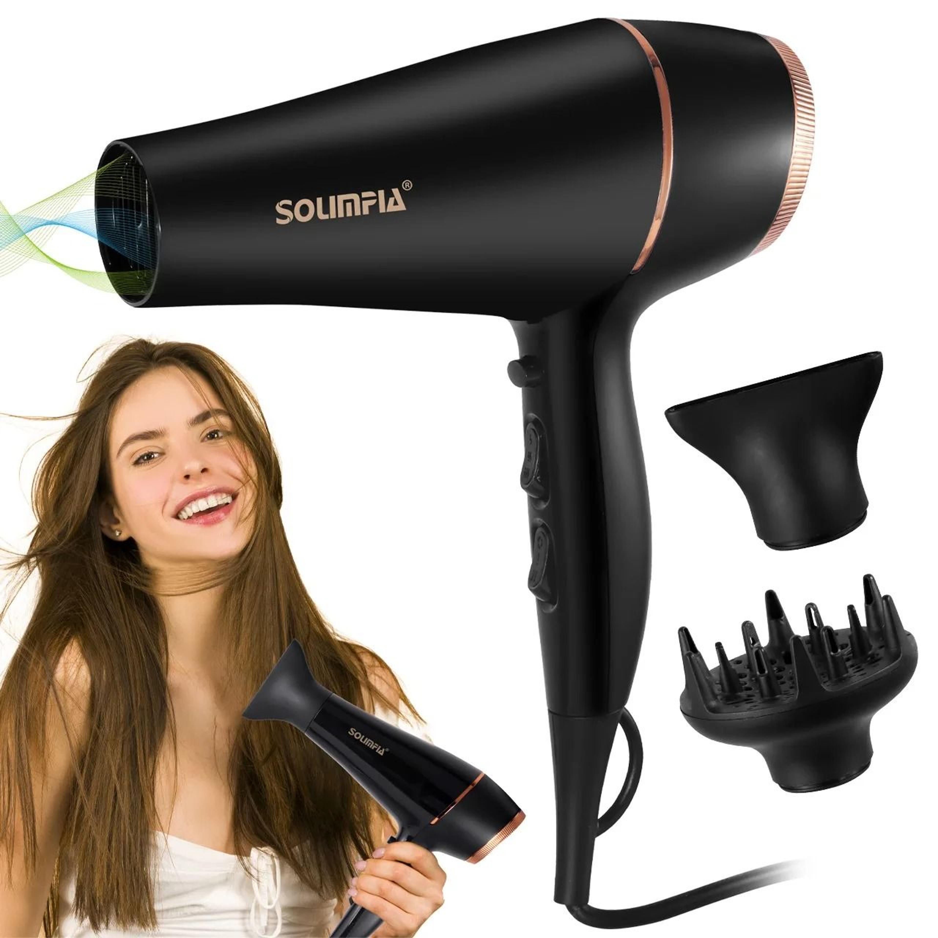 household negative ion hair dryer with 5 heat and wind settings