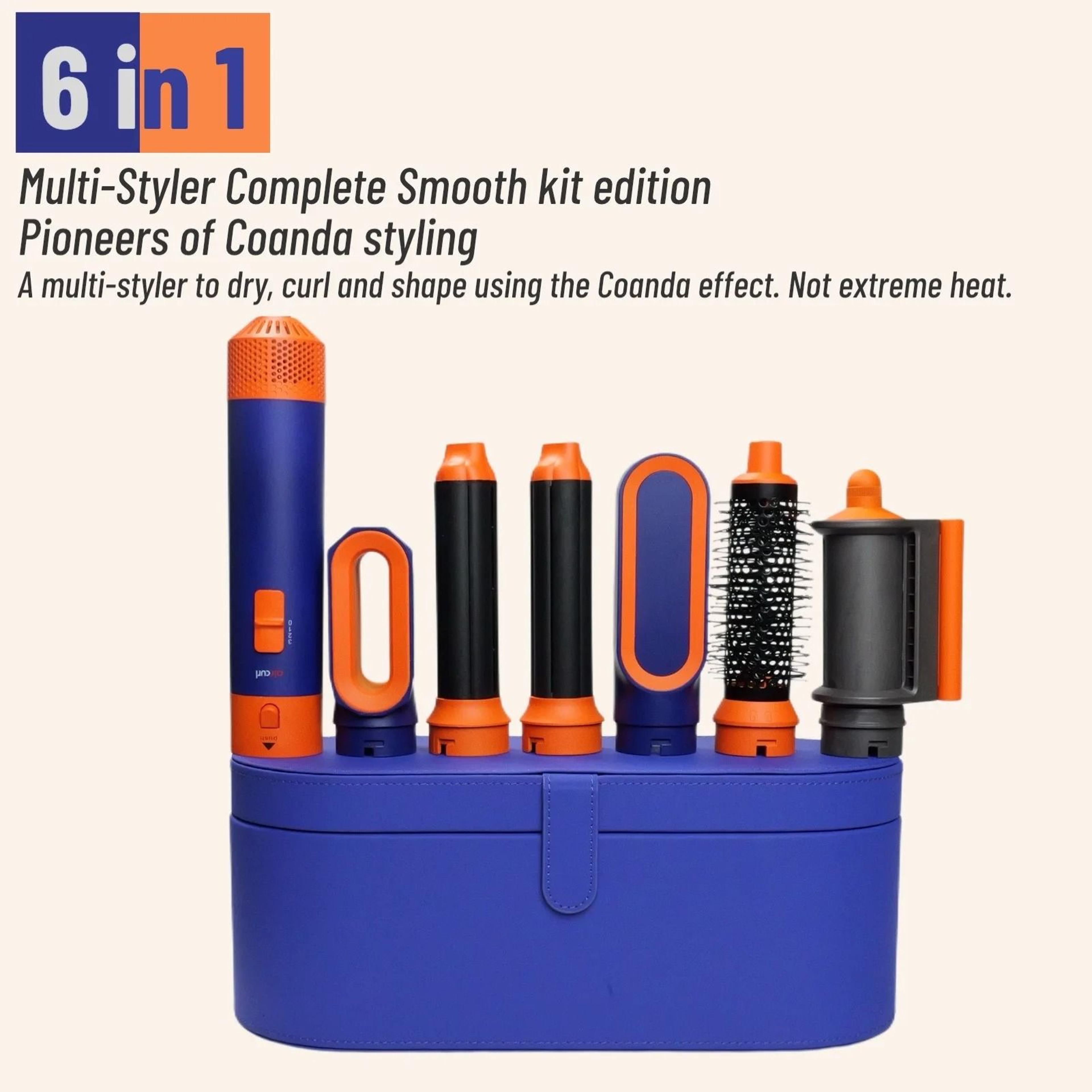 6 in 1 hair styler hot air brush hair dryer with curling barrel