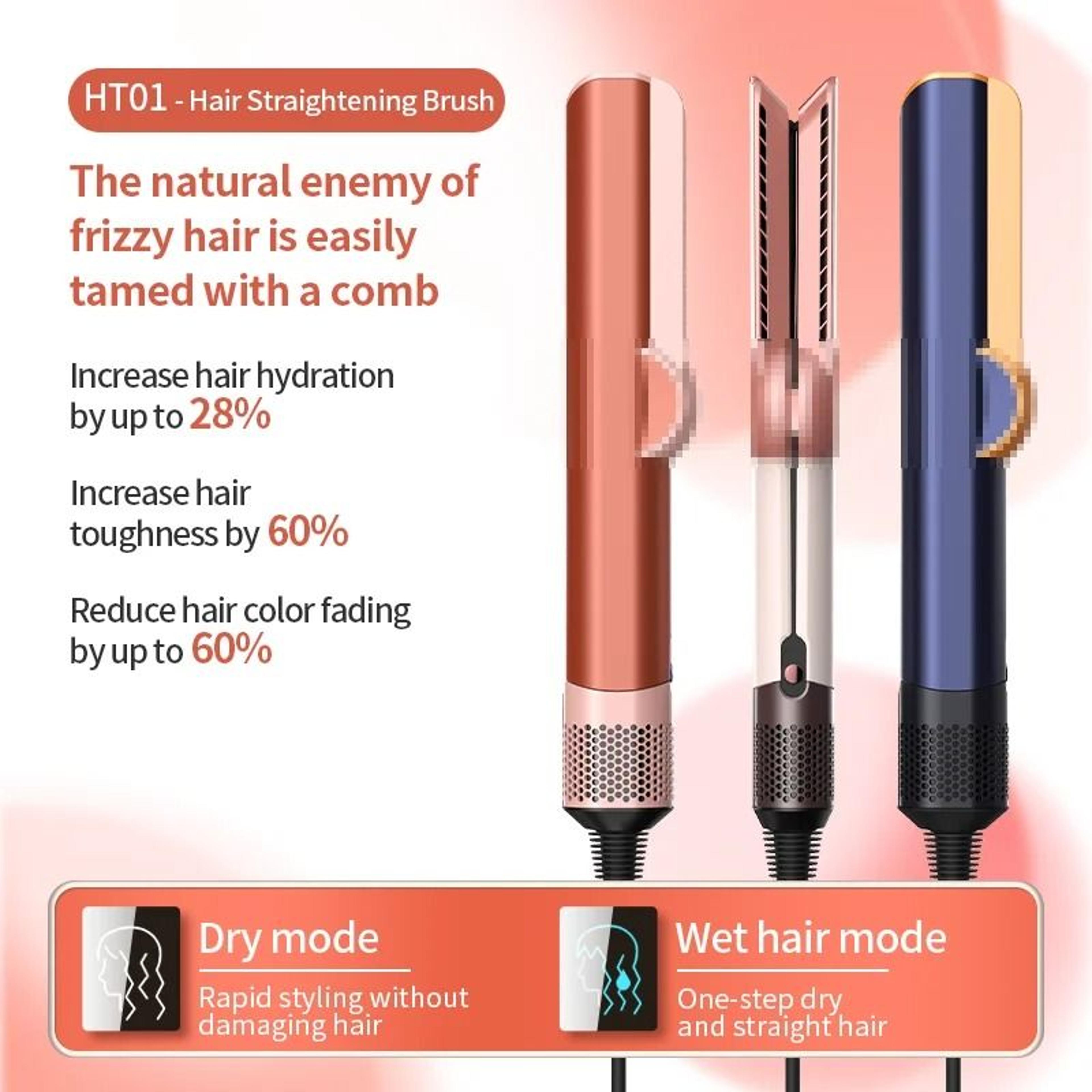 2 in 1 ionic hair dryer and straightener brush fast dry hair styling tool