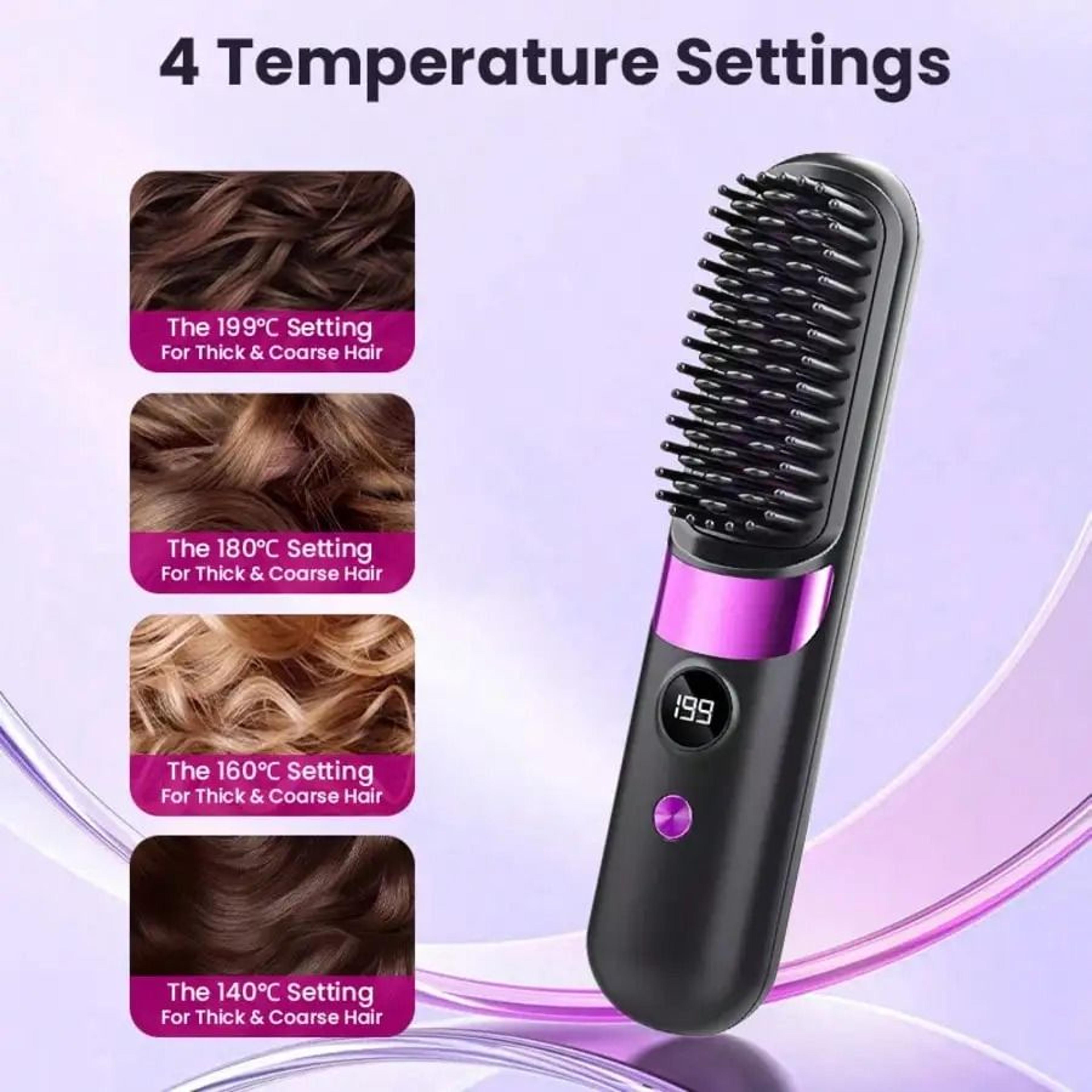 cordless mini ionic hair straightener brush usb rechargeable travel hair styling comb
