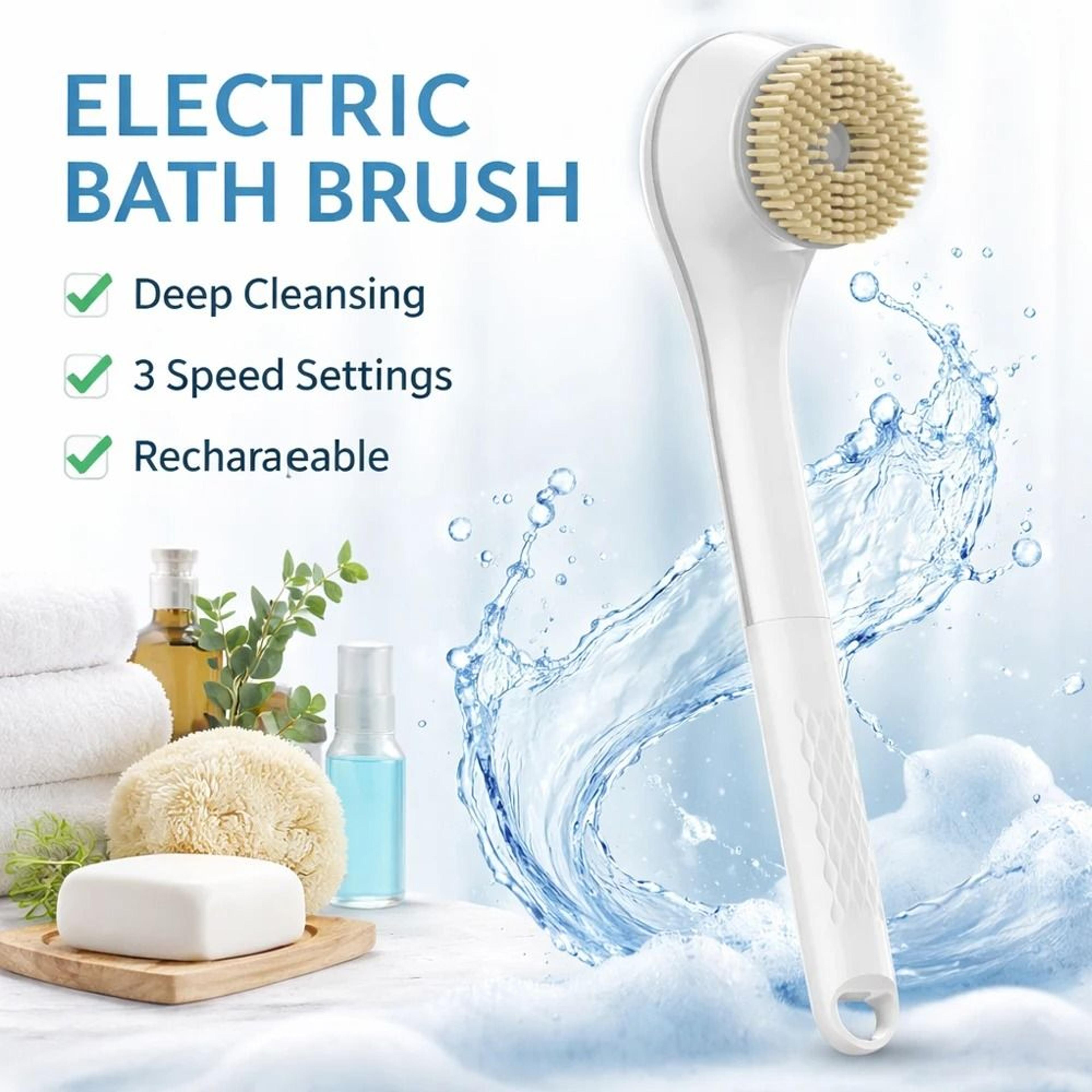 electric bath brush with 6 replaceable heads waterproof rotating body scrubber