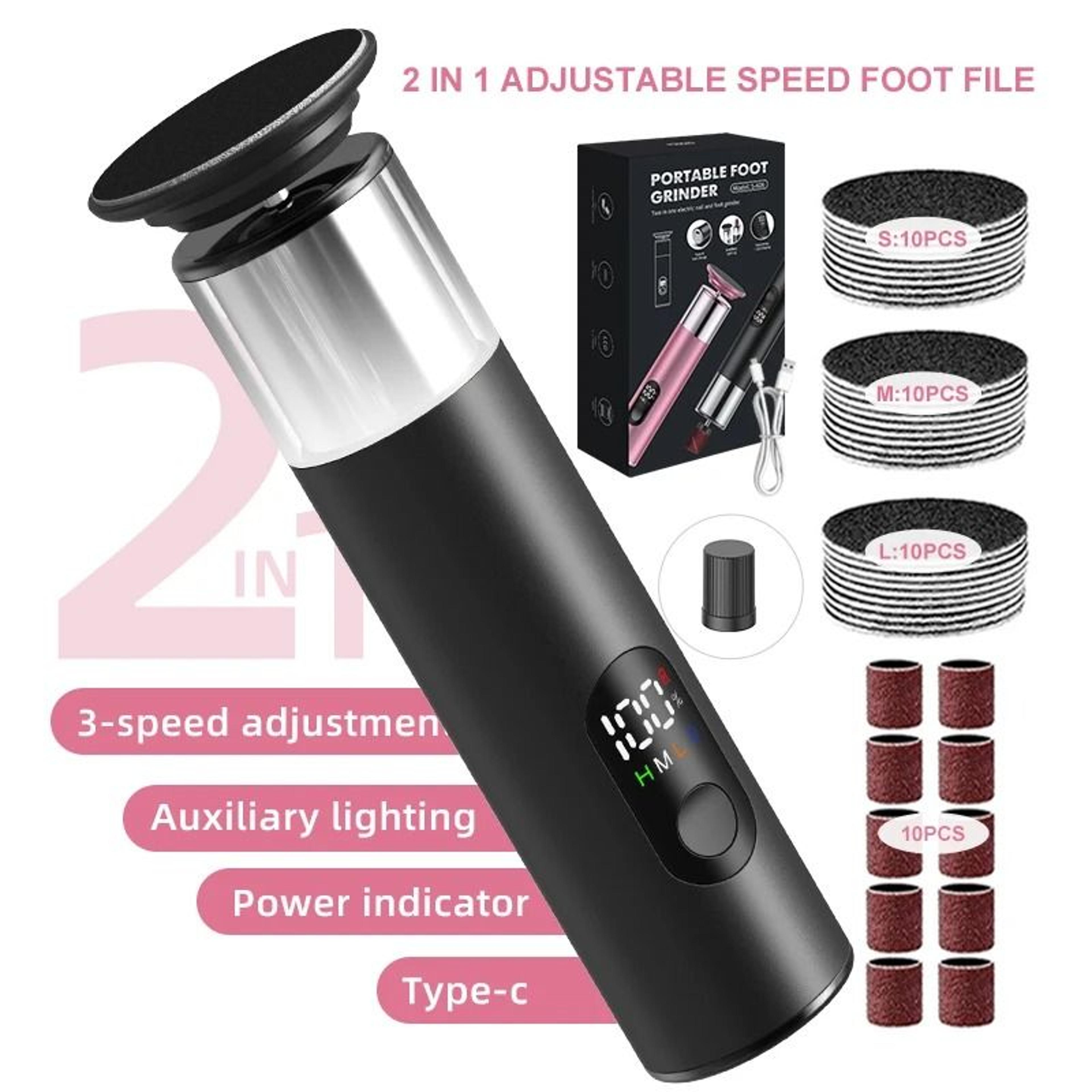 2 in 1 electric foot grinder callus remover and nail polisher pedicure tool with gift box