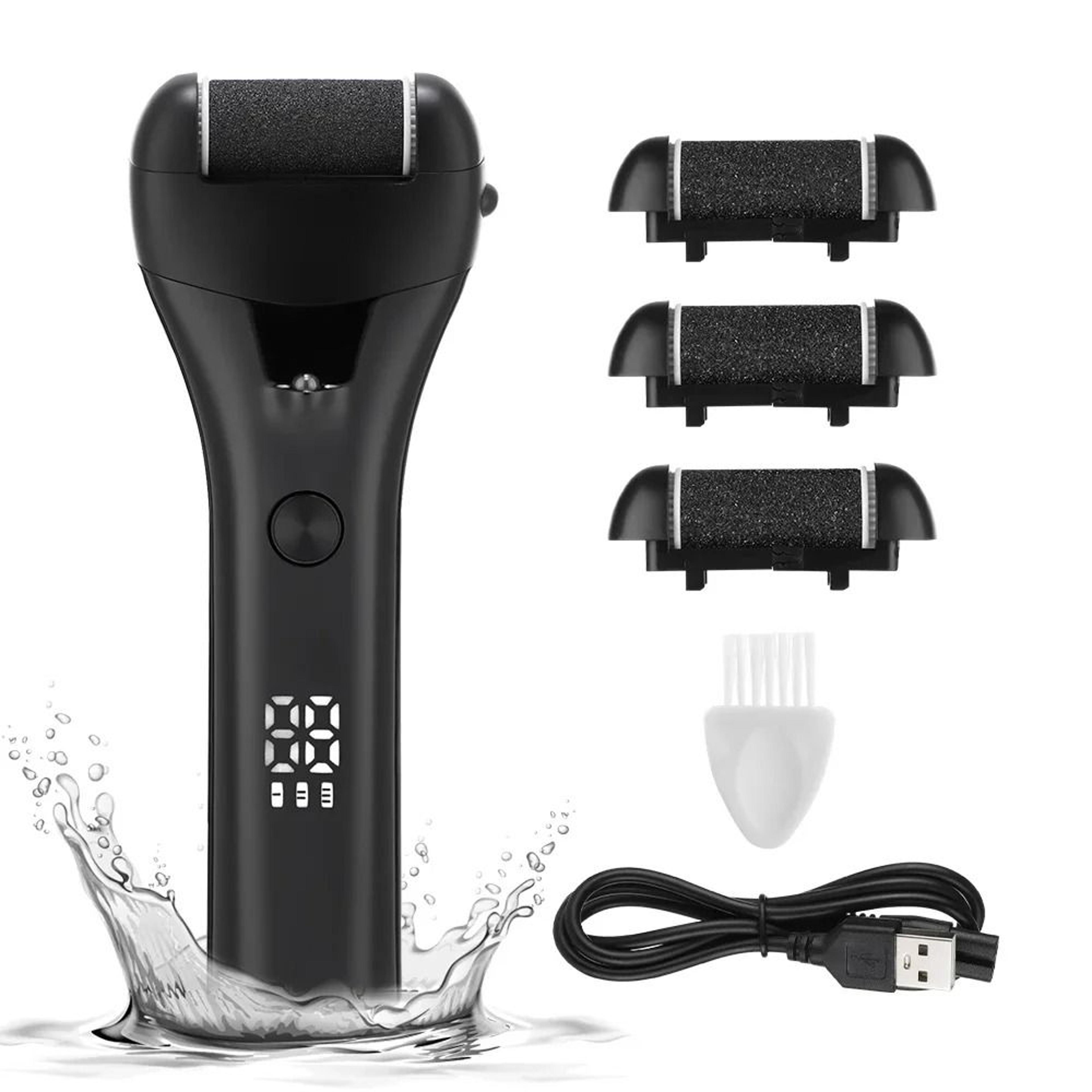 professional electric foot callus remover with 3 roller heads ipx4 waterproof rechargeable foot file