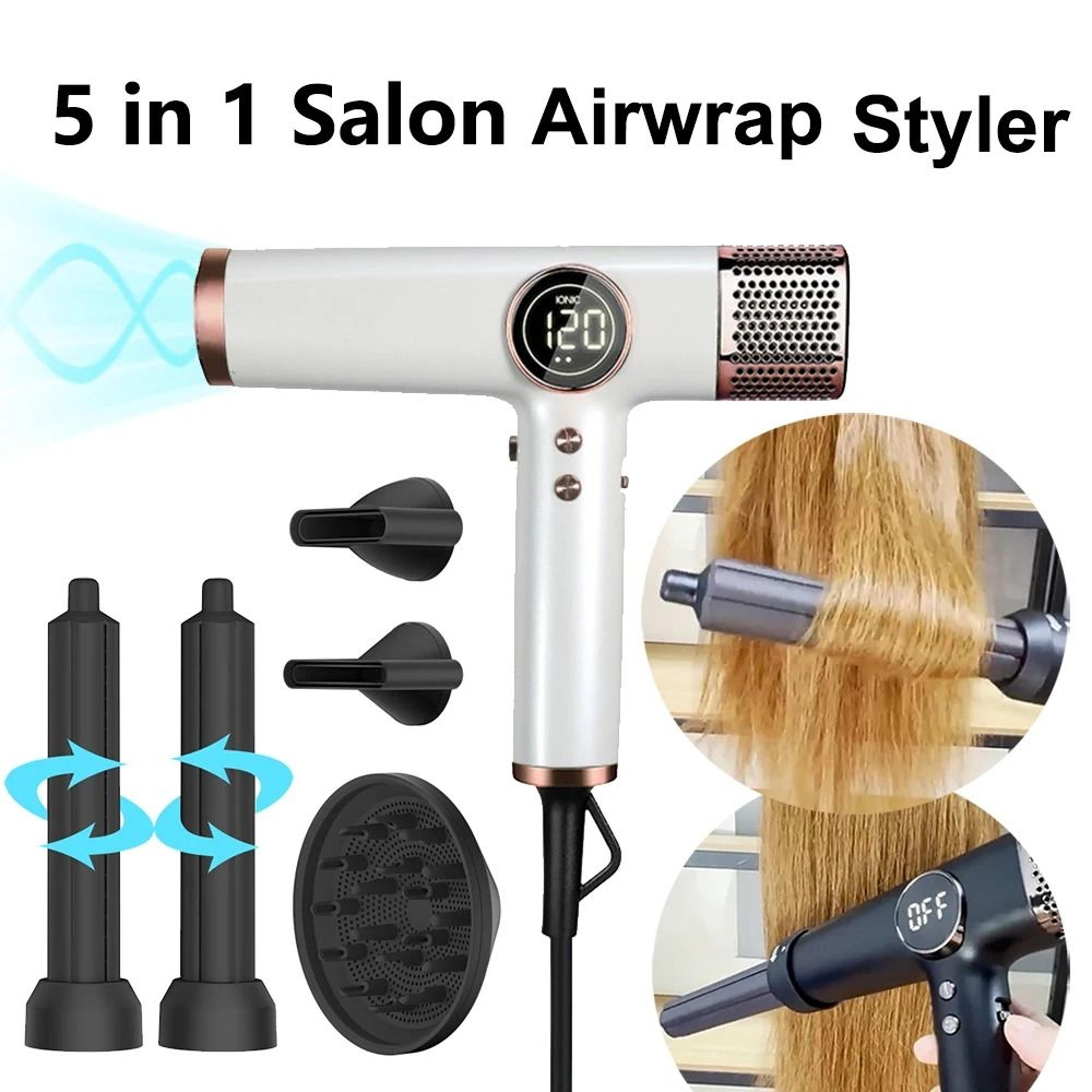 110000 rpm 5 in 1 high speed ionic hair dryer brush professional hot air styler with auto curling attachments