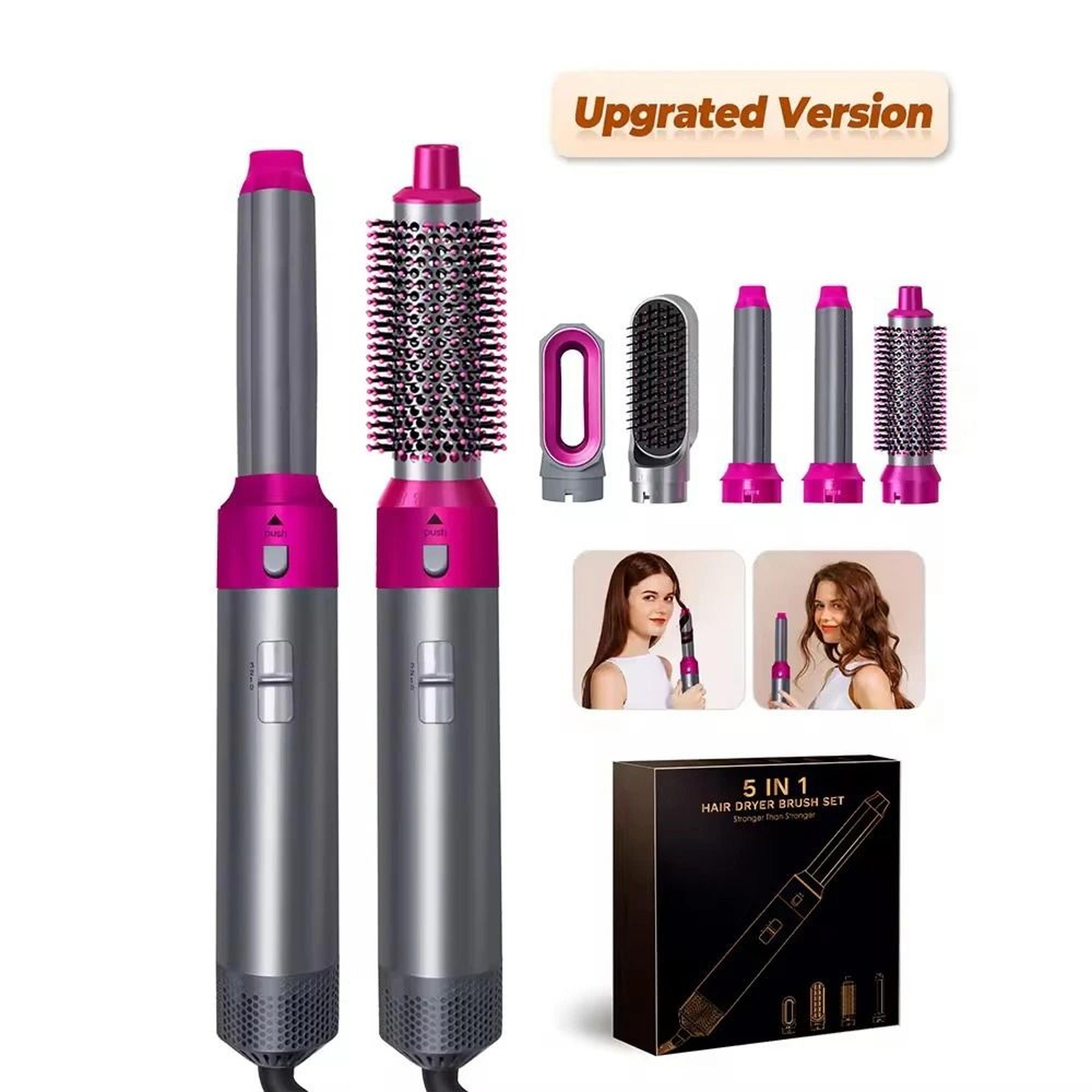 5 in 1 ionic hair dryer brush hot air styler with straightening curling and volumizing attachments