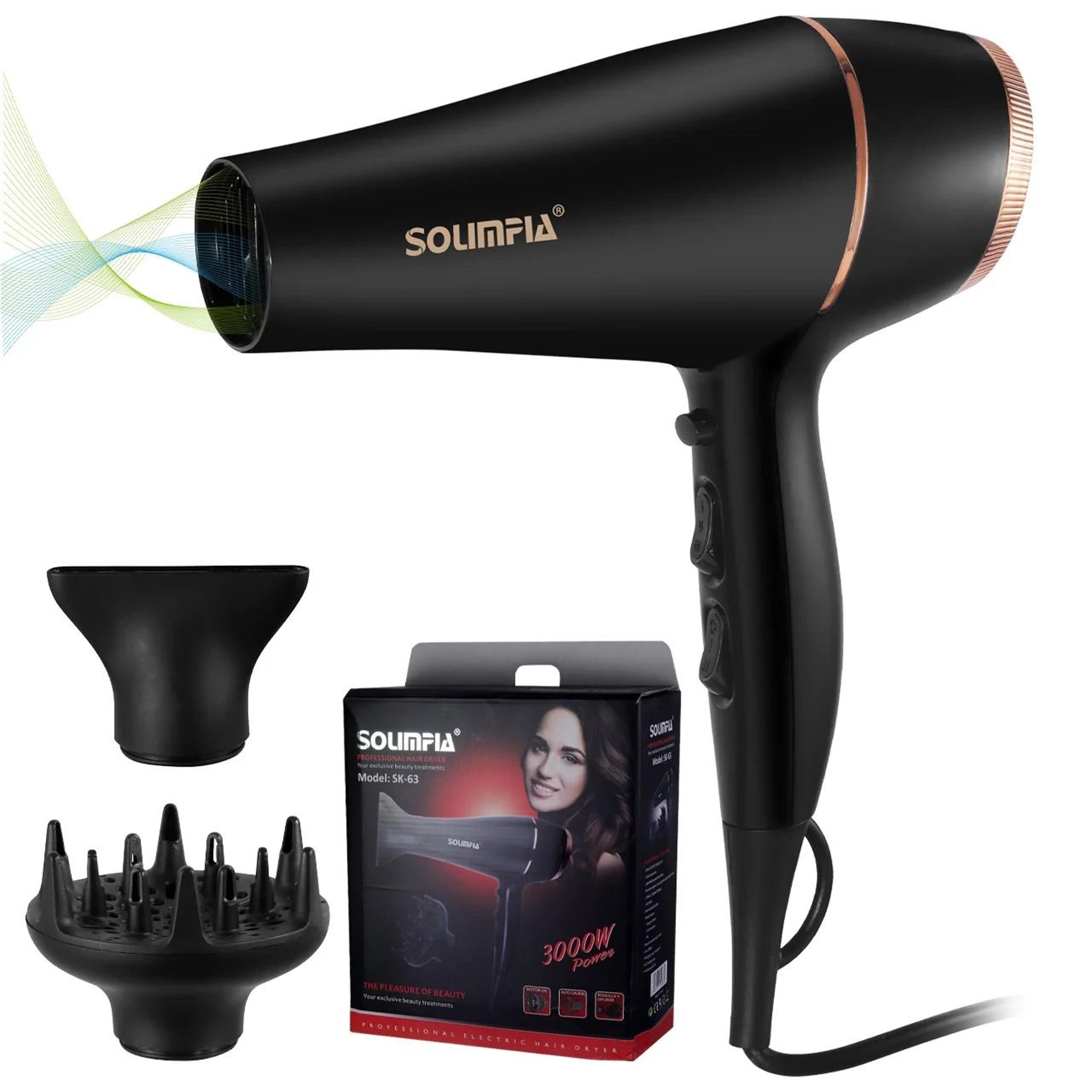 6 level professional ionic hair dryer with fast drying and adjustable heat settings