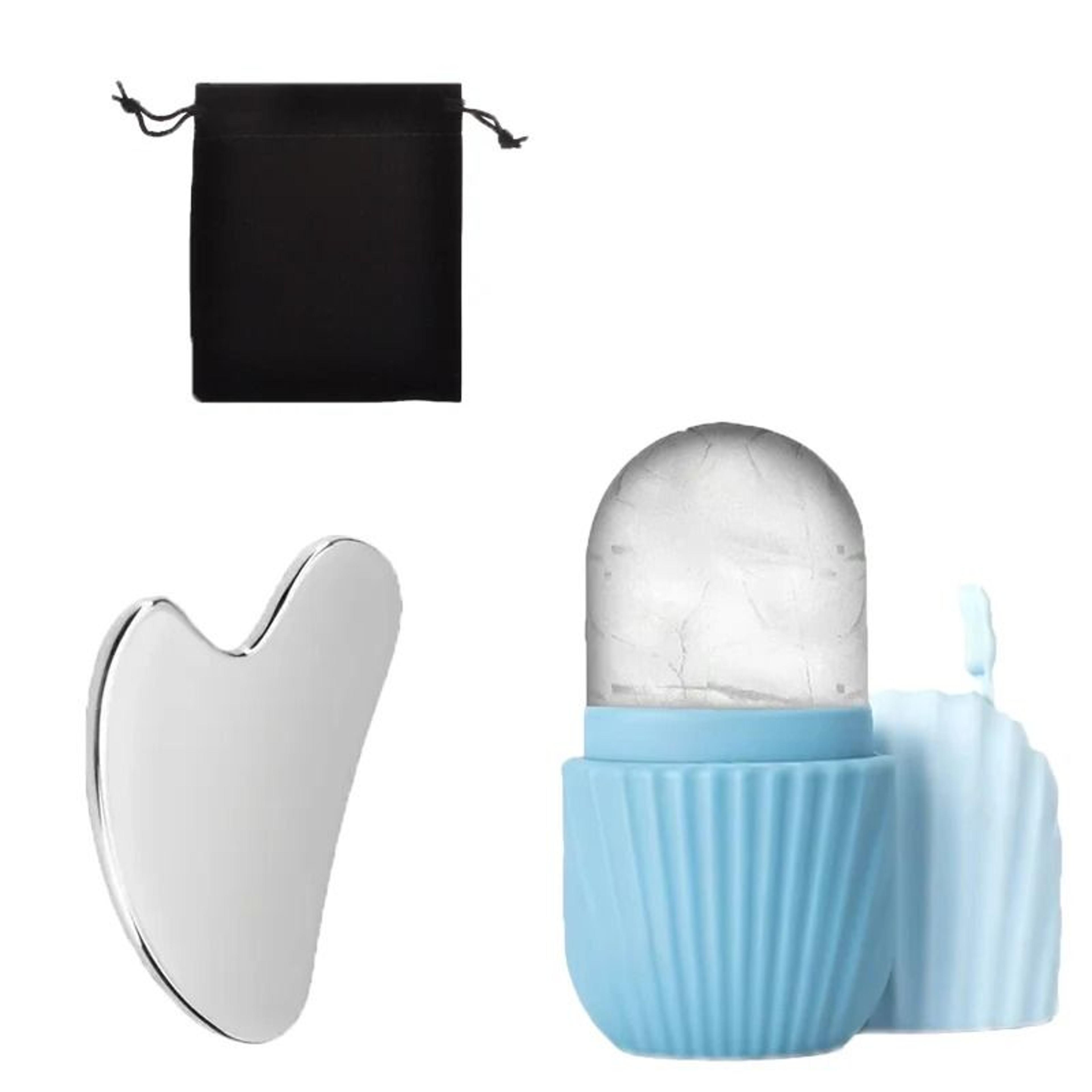 stainless steel ice face roller and gua sha set facial massage tools for skin care