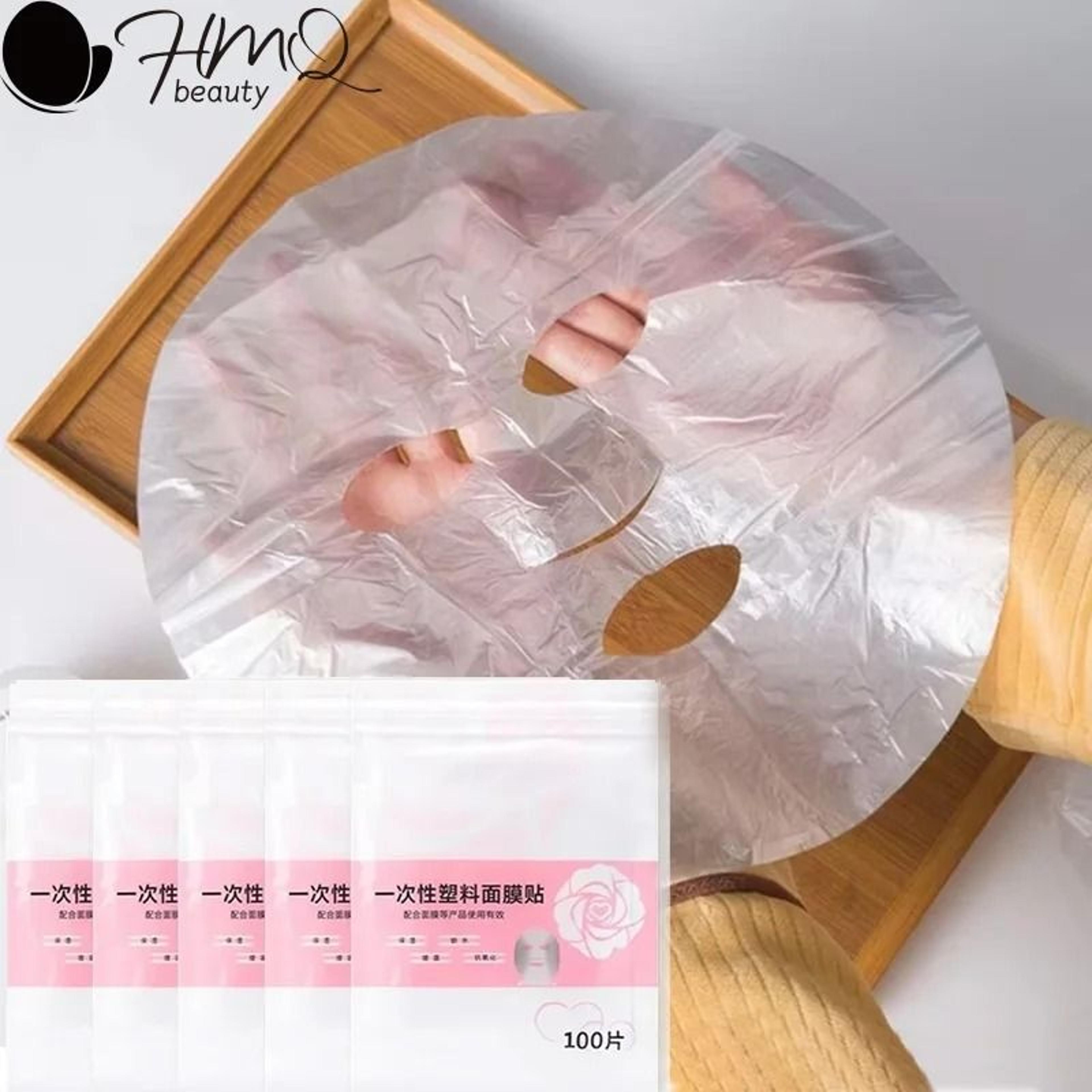 disposable face mask wrap 100 or 500 pack transparent facial plastic film for skincare and beauty treatments