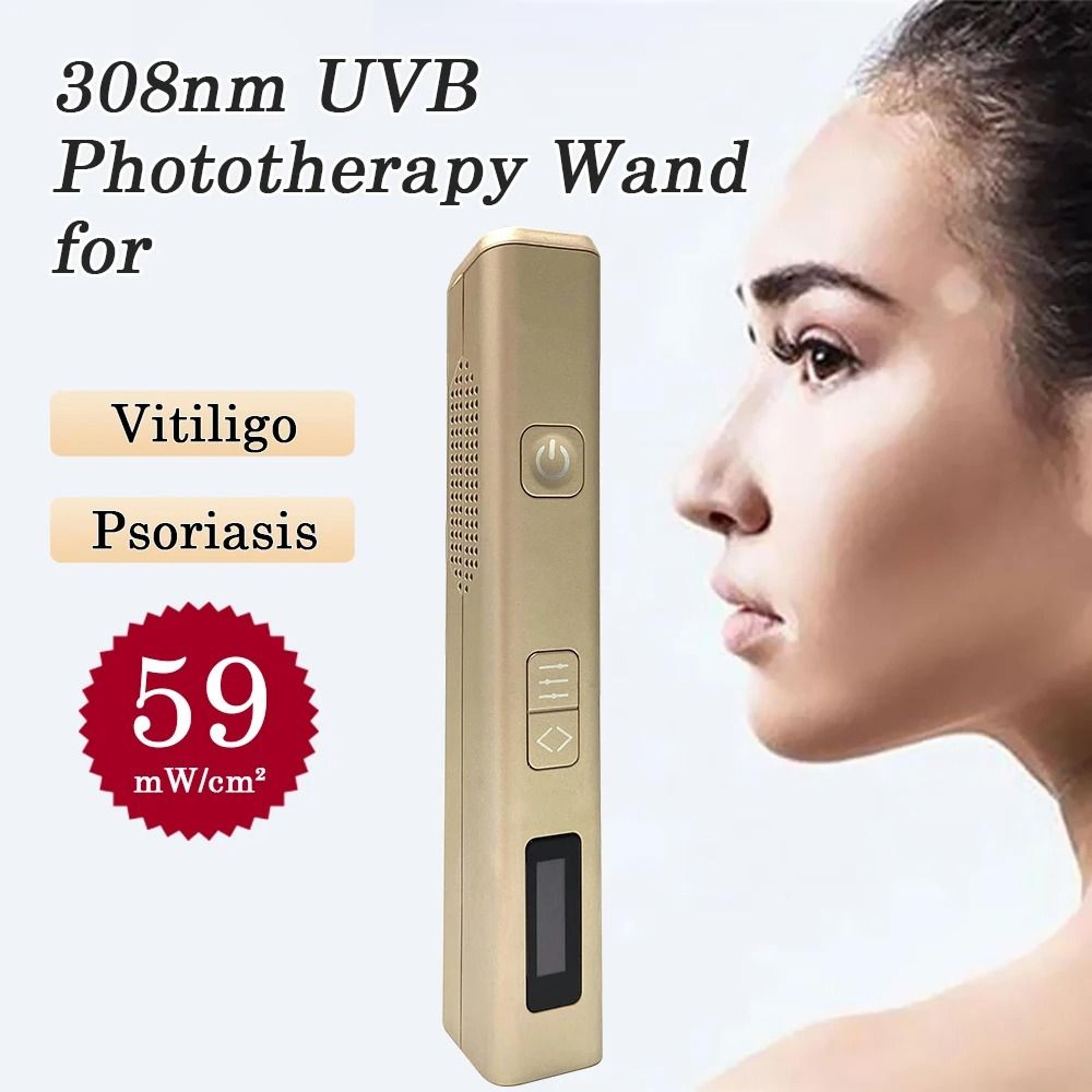 308nm uvb led light therapy pen with protective goggles for targeted skin care