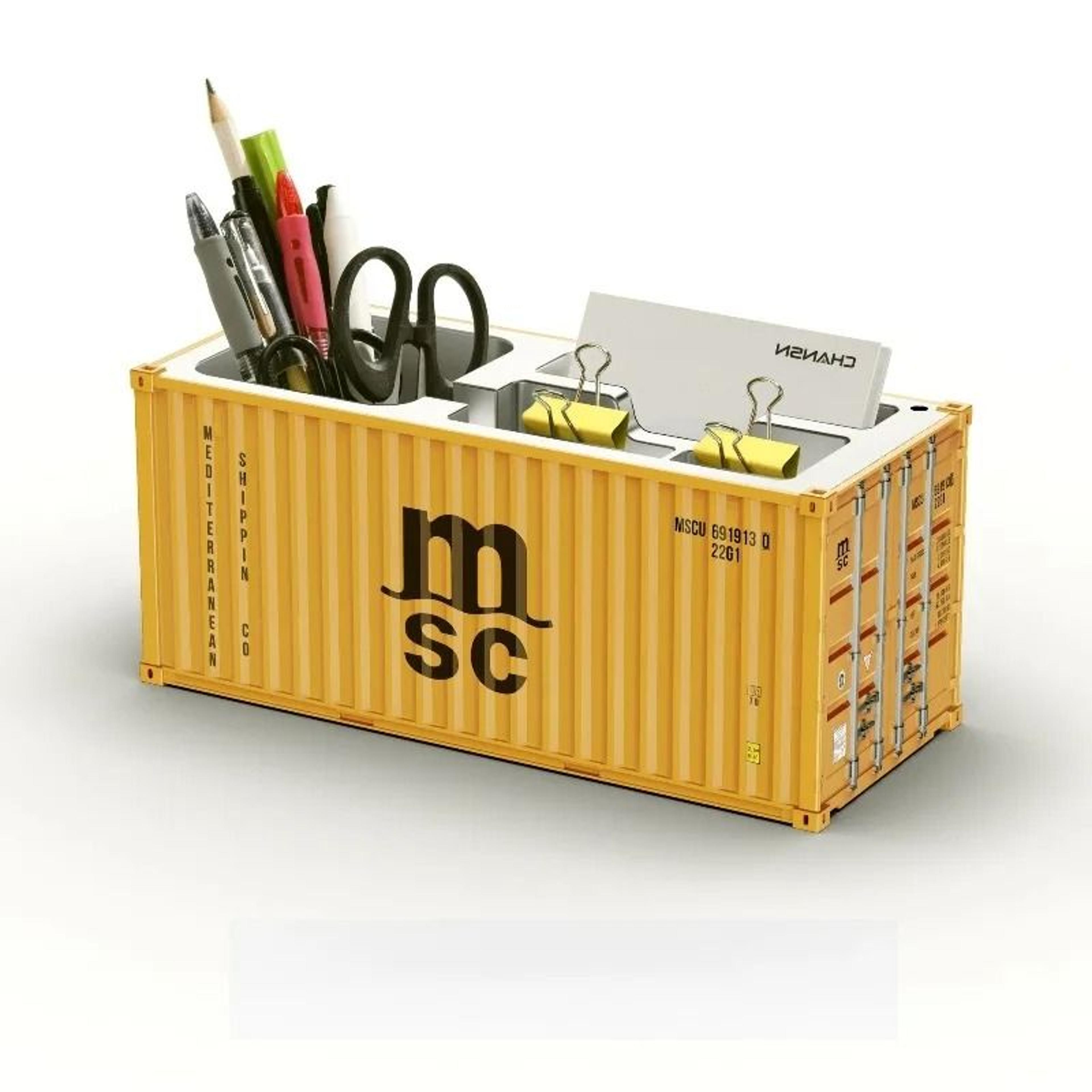 mini cargo container pen holder for desk organization