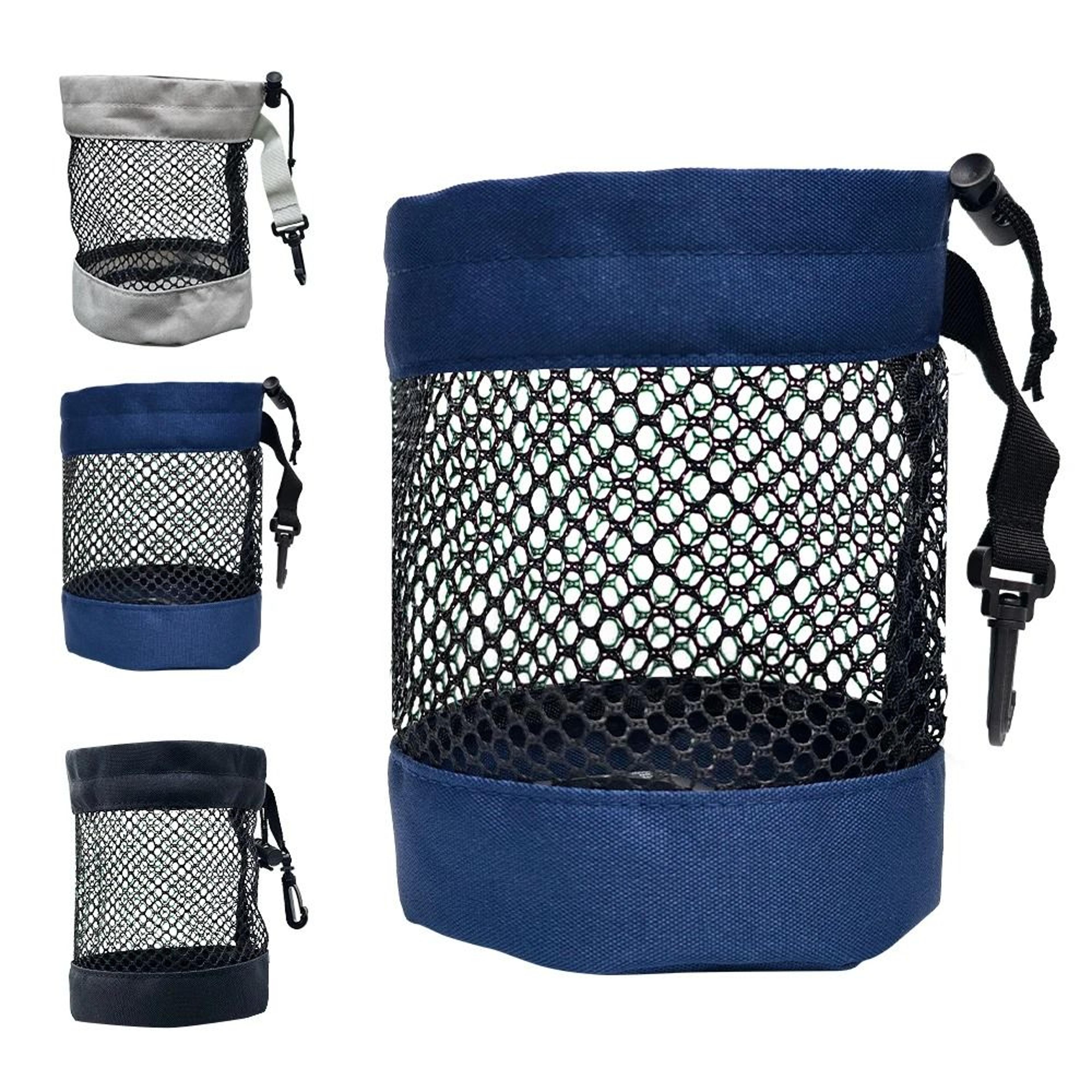 mesh golf ball pouch with hanging clip