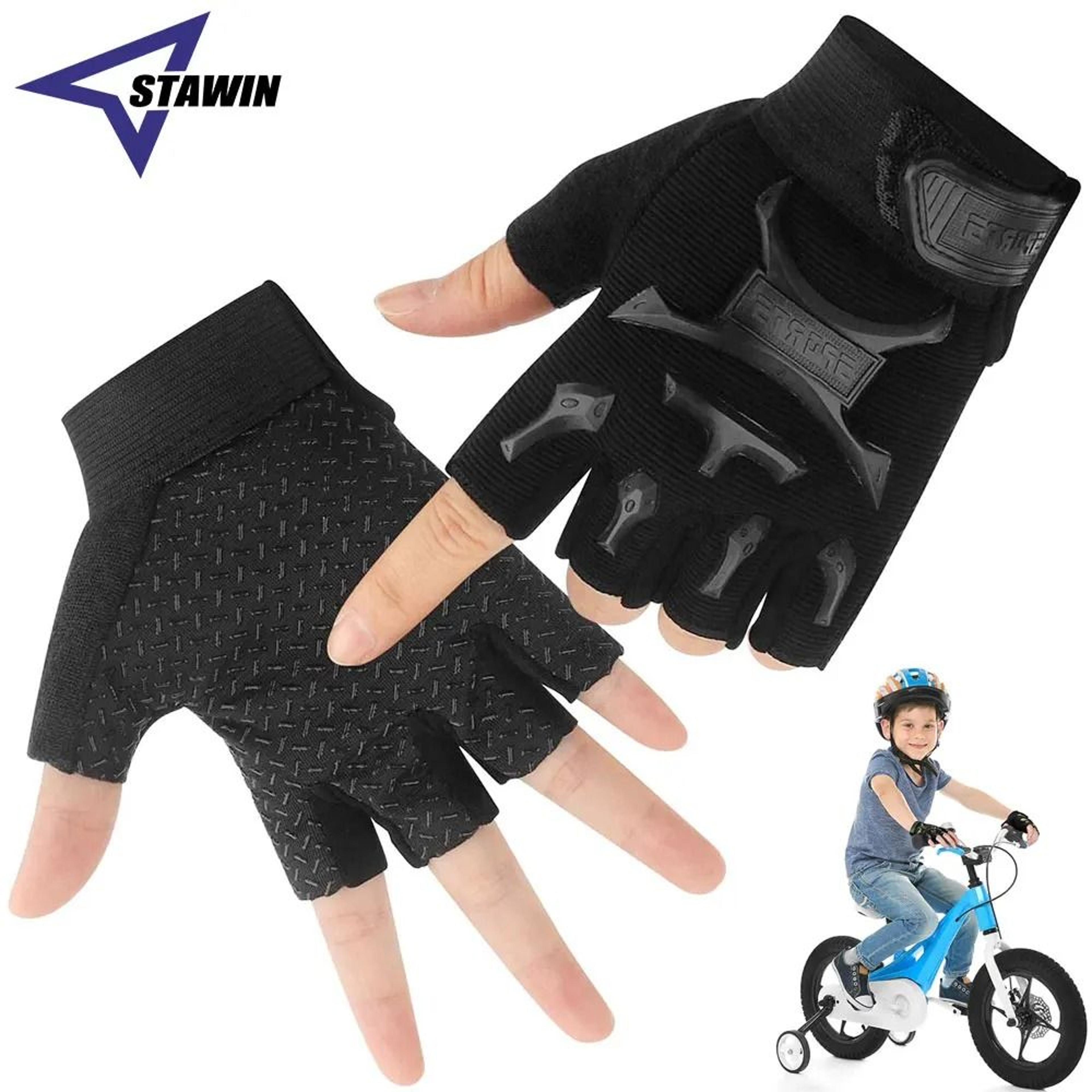 kids padded fingerless cycling gloves