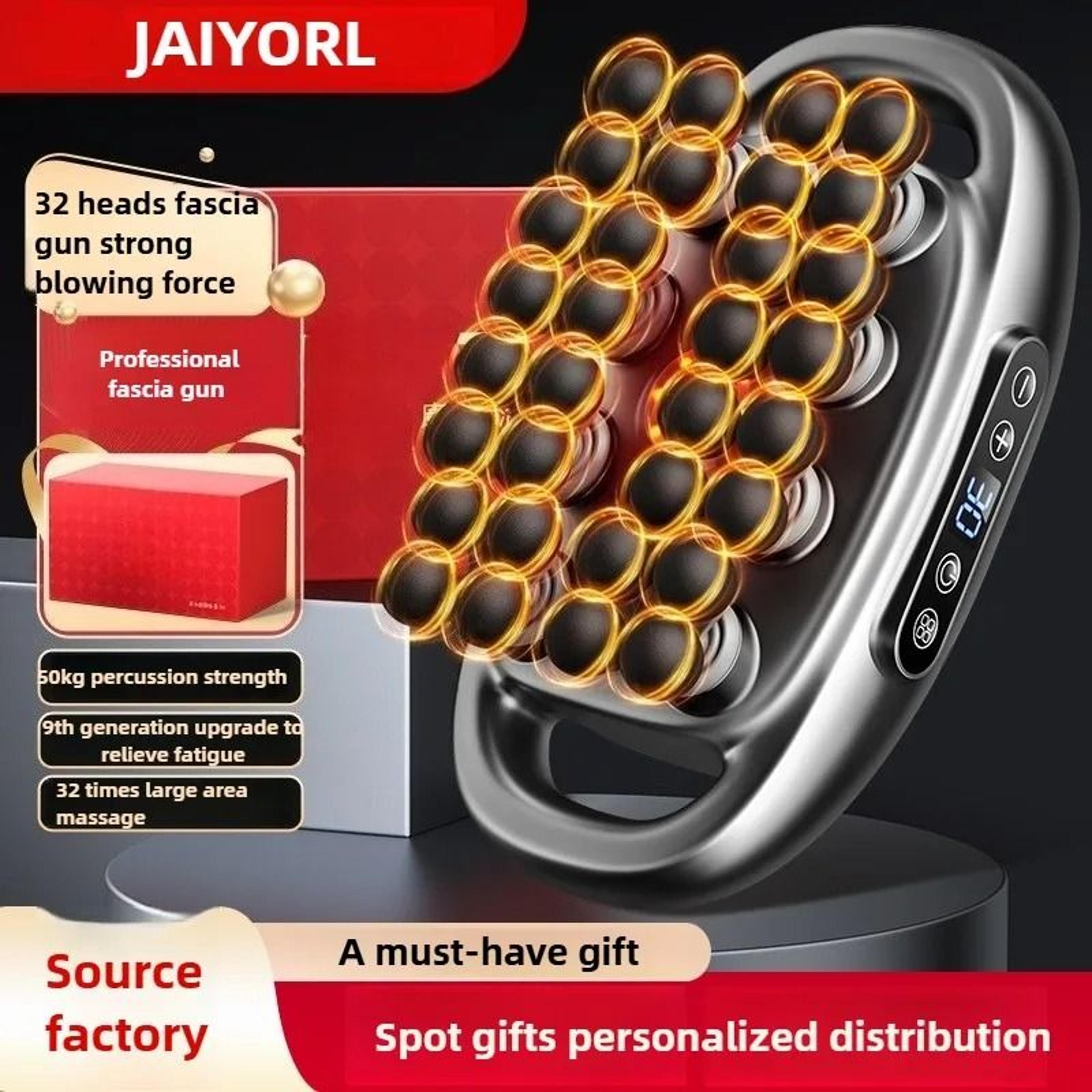 wireless deep tissue massage gun with 32 heads and red light