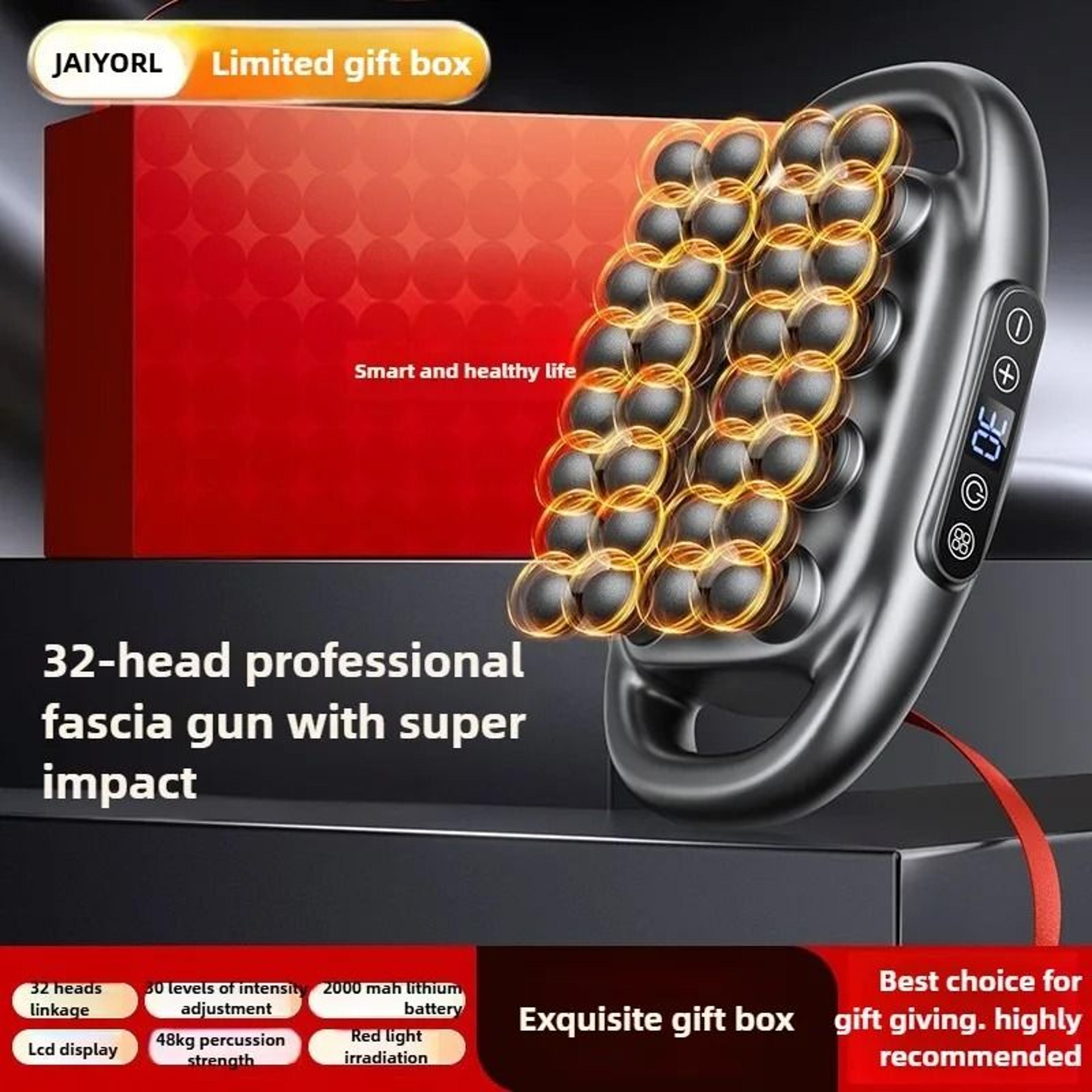 32 head heated deep tissue massage gun