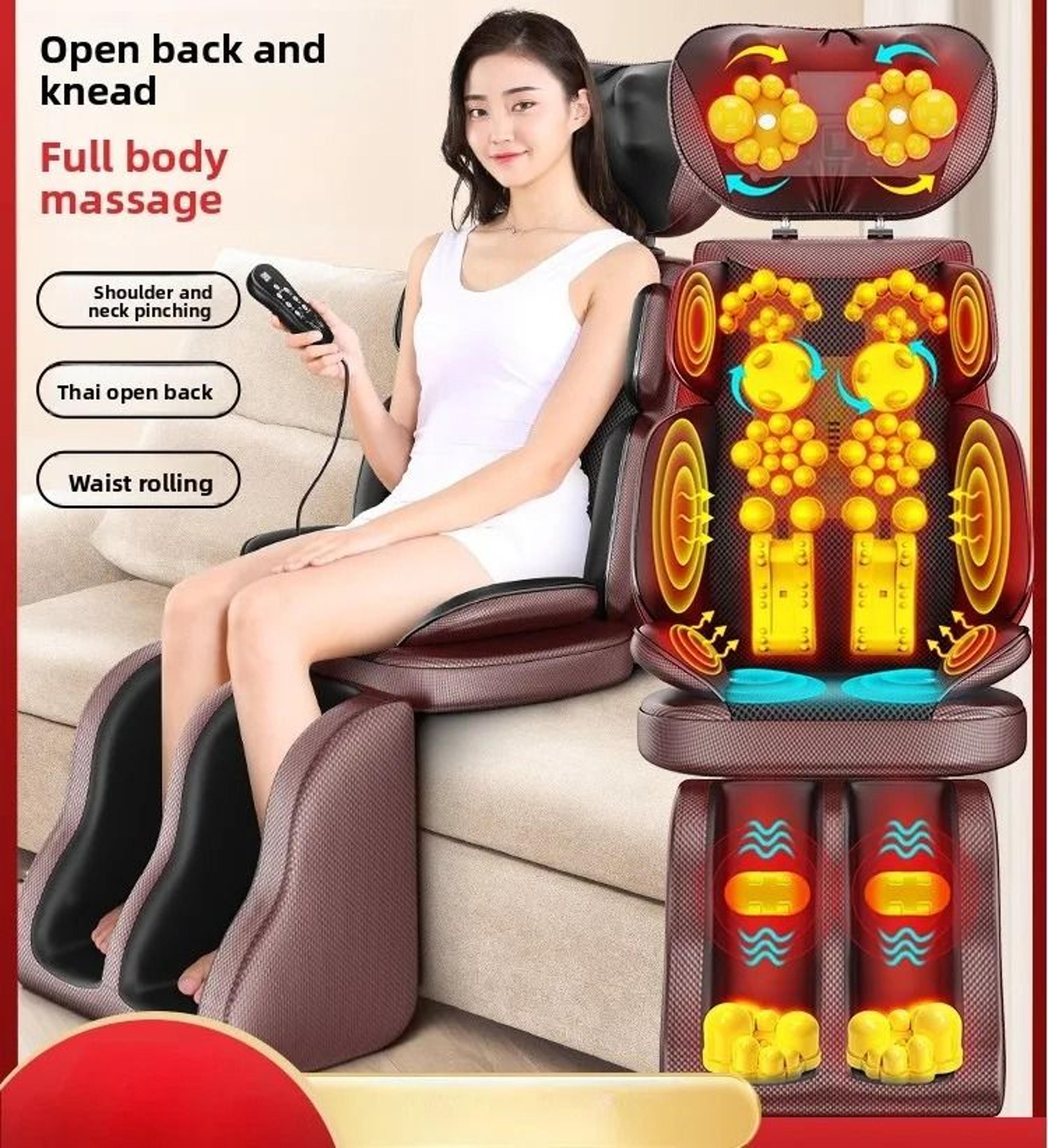 heated shiatsu neck and back massage chair pad