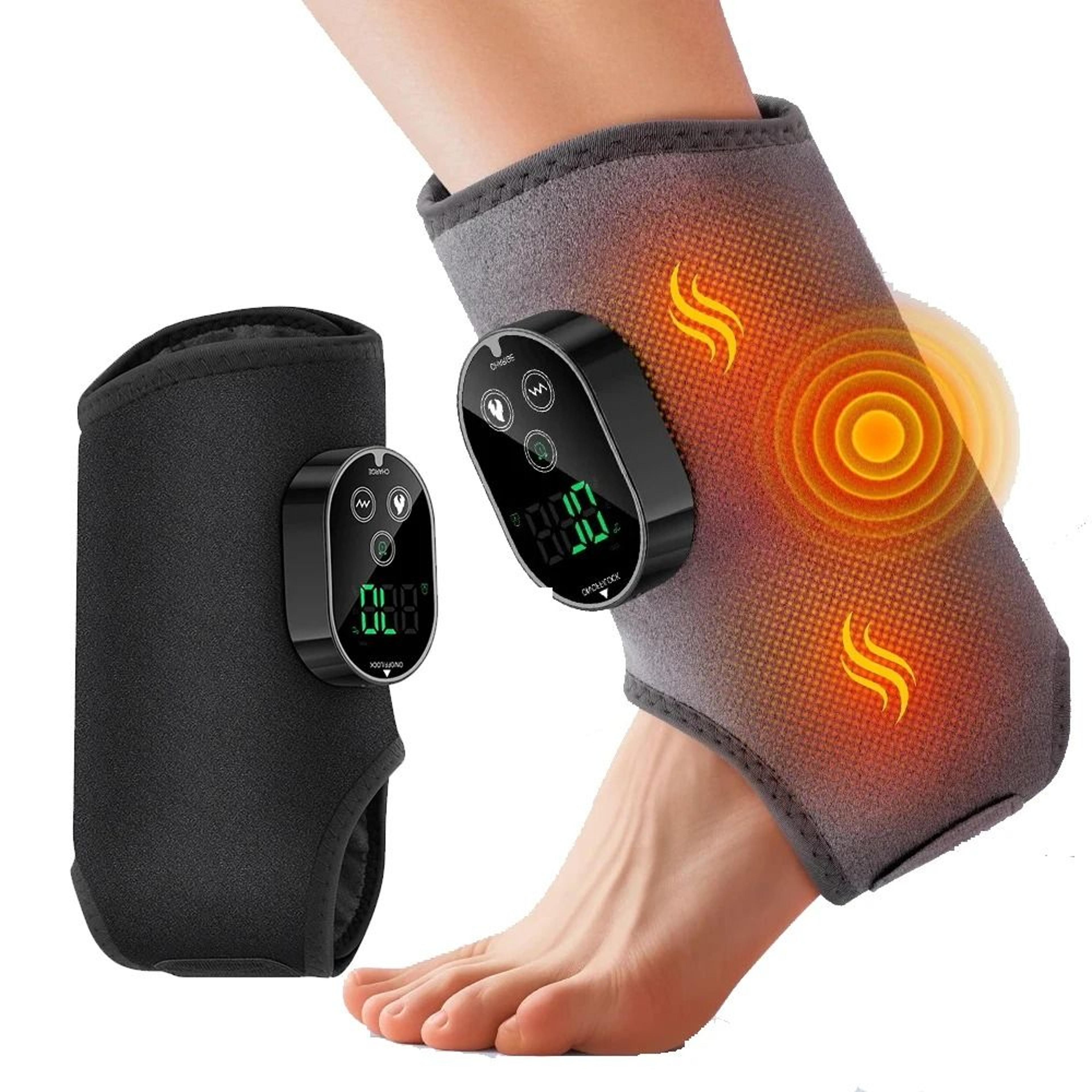 cordless heated foot & ankle massager wrap with vibration for calf pain relief