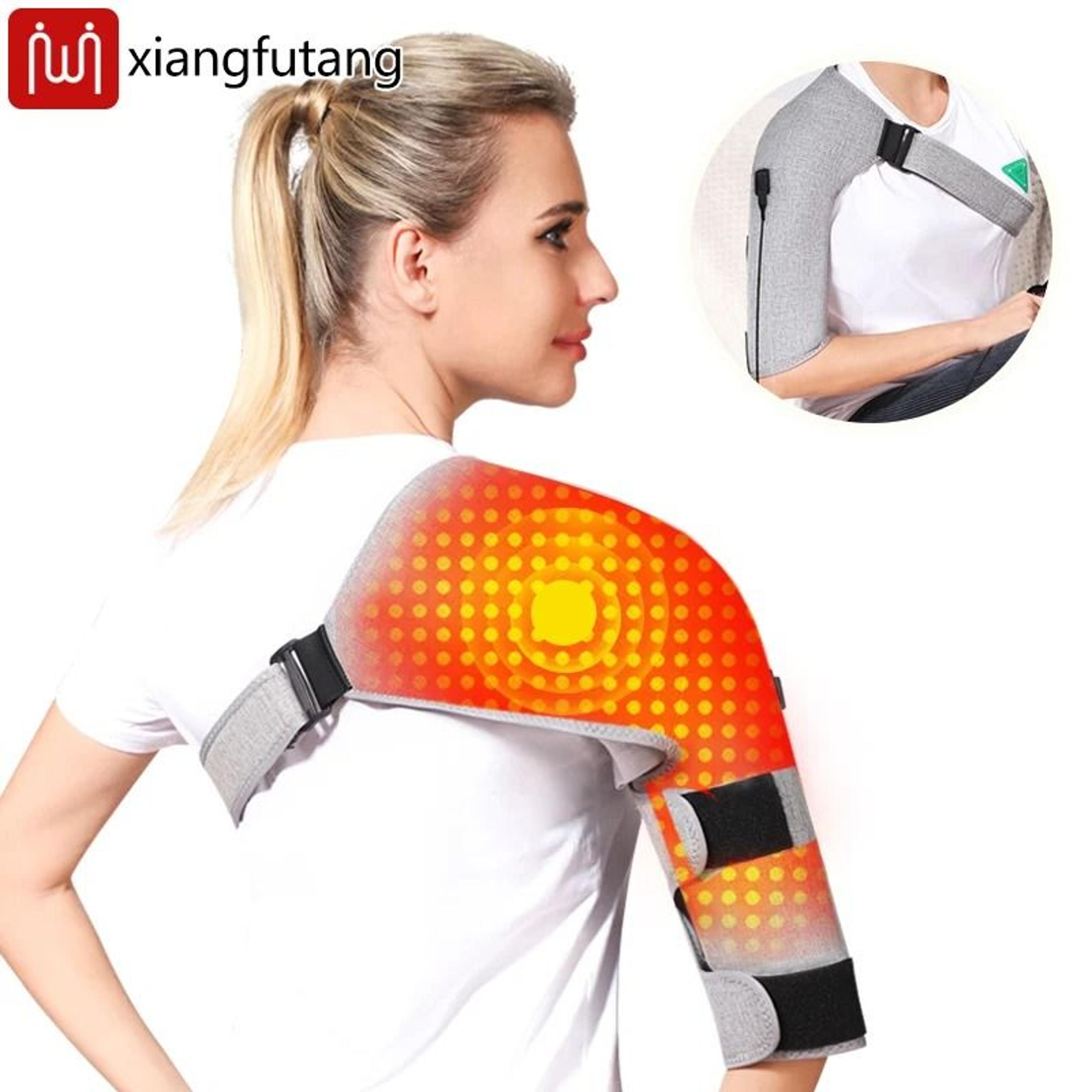 heated shoulder support wrap with red light and 3 vibration levels