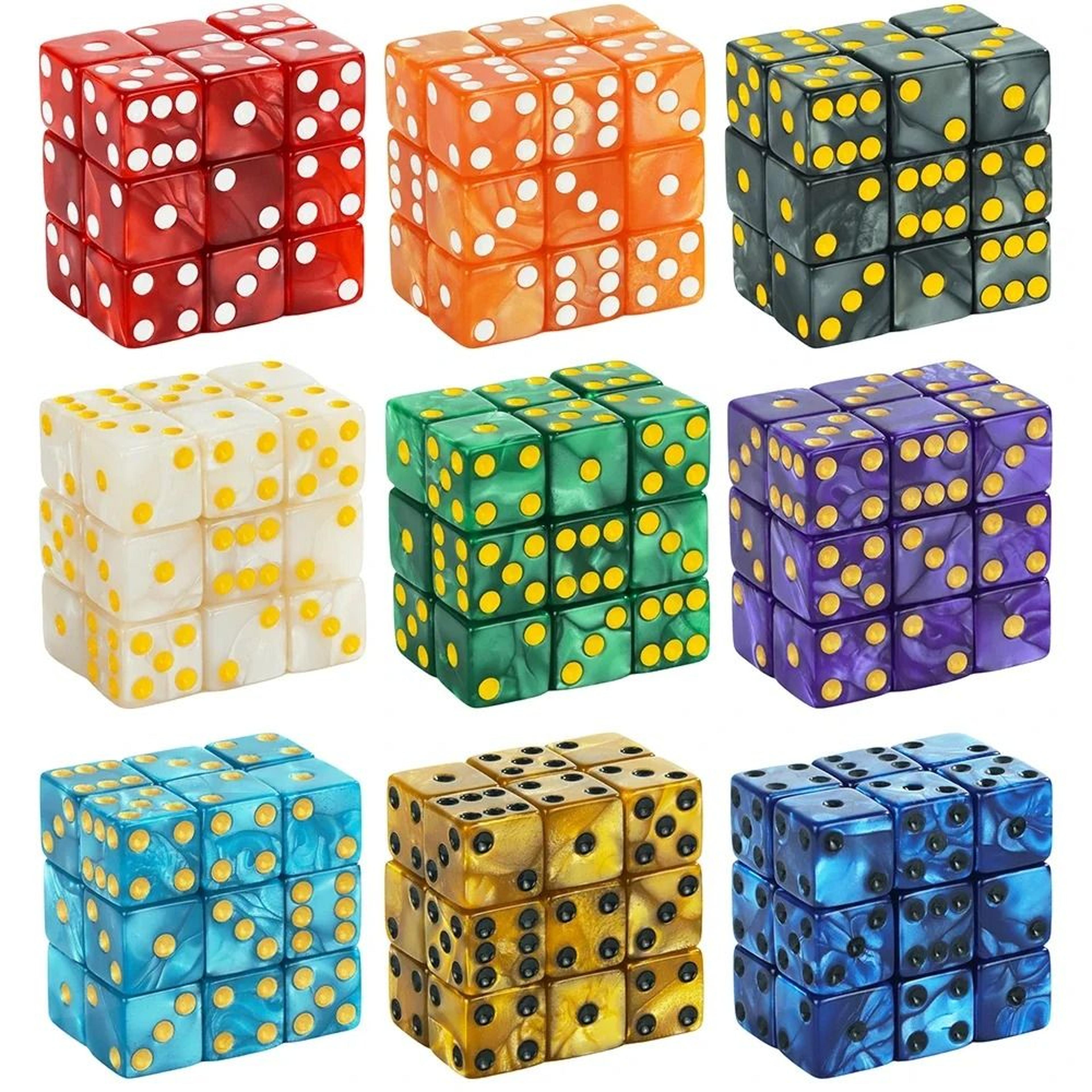 16mm marble style d6 dice set for board games and math activities