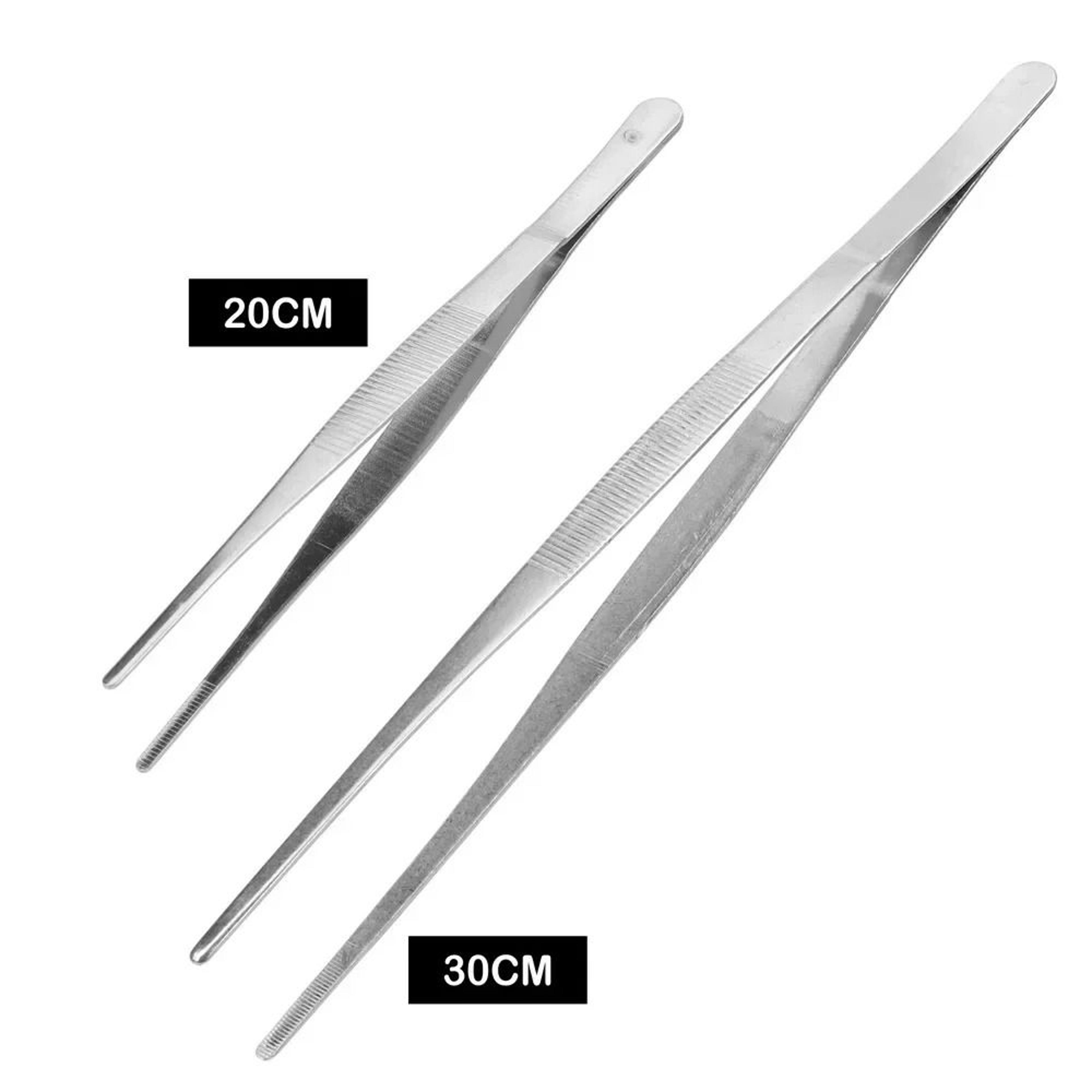 extra long stainless steel toothed food tweezers for bbq cooking & garden use