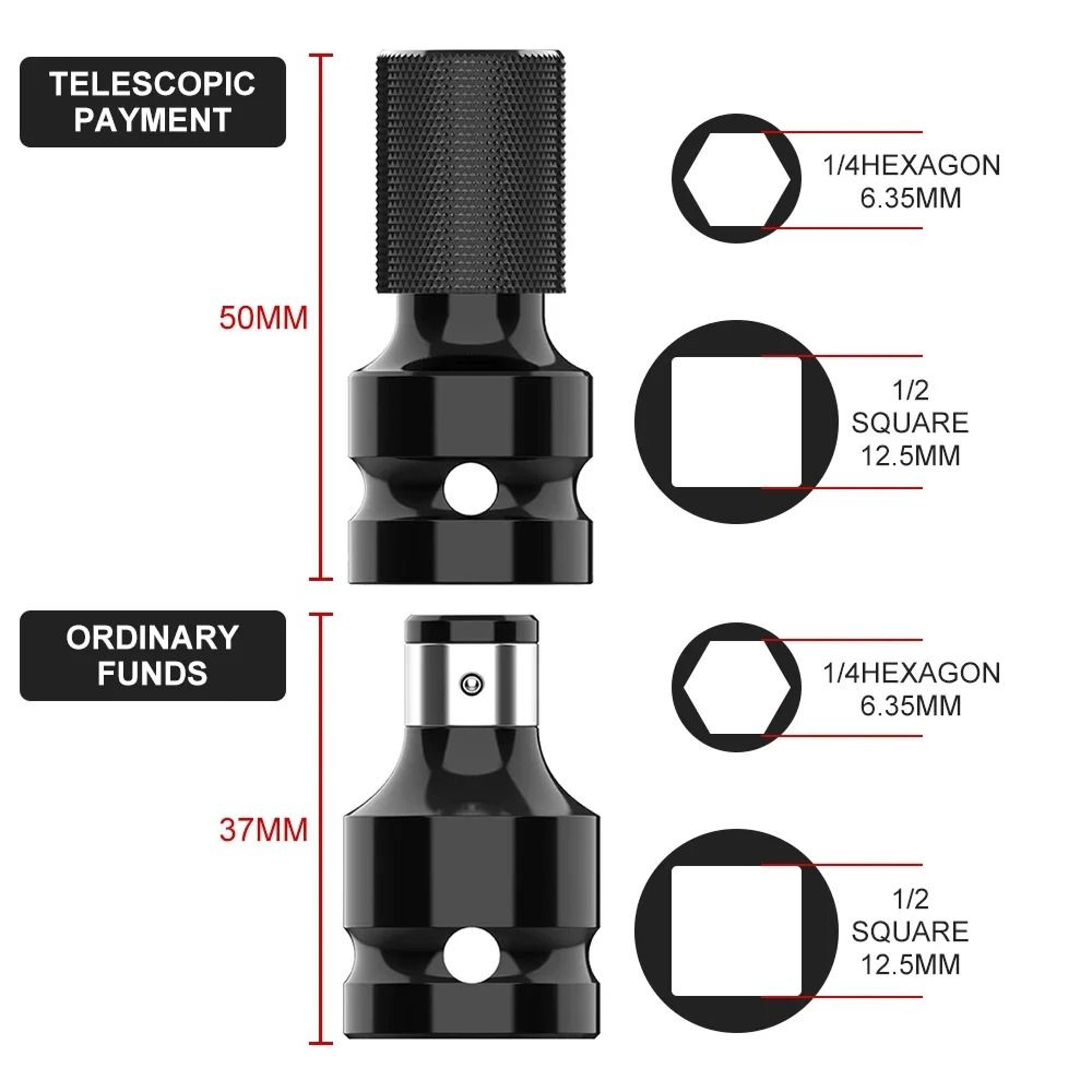 1/2 inch square to 1/4 inch hex ratchet socket adapter