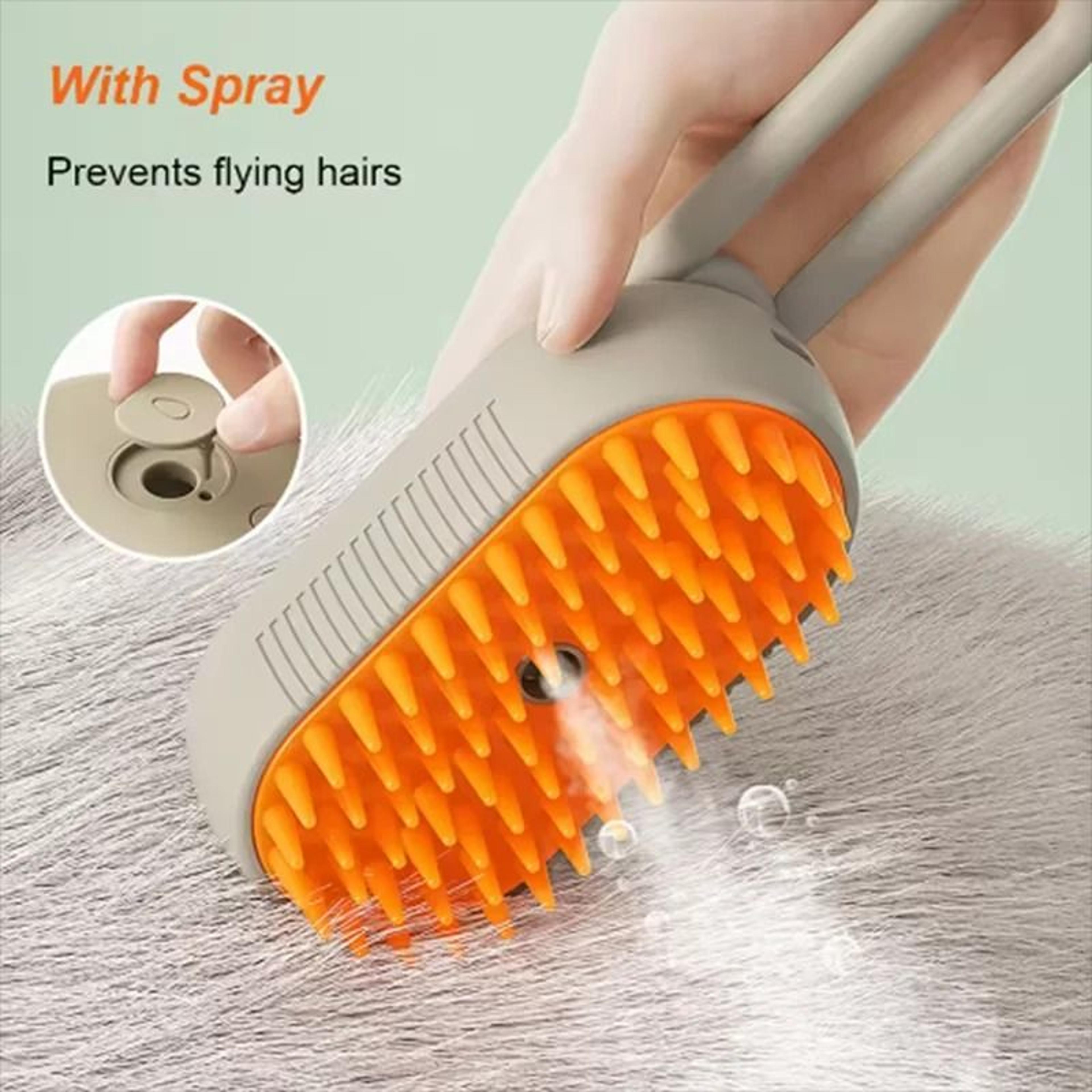 rotating steam spray pet grooming and deshedding brush