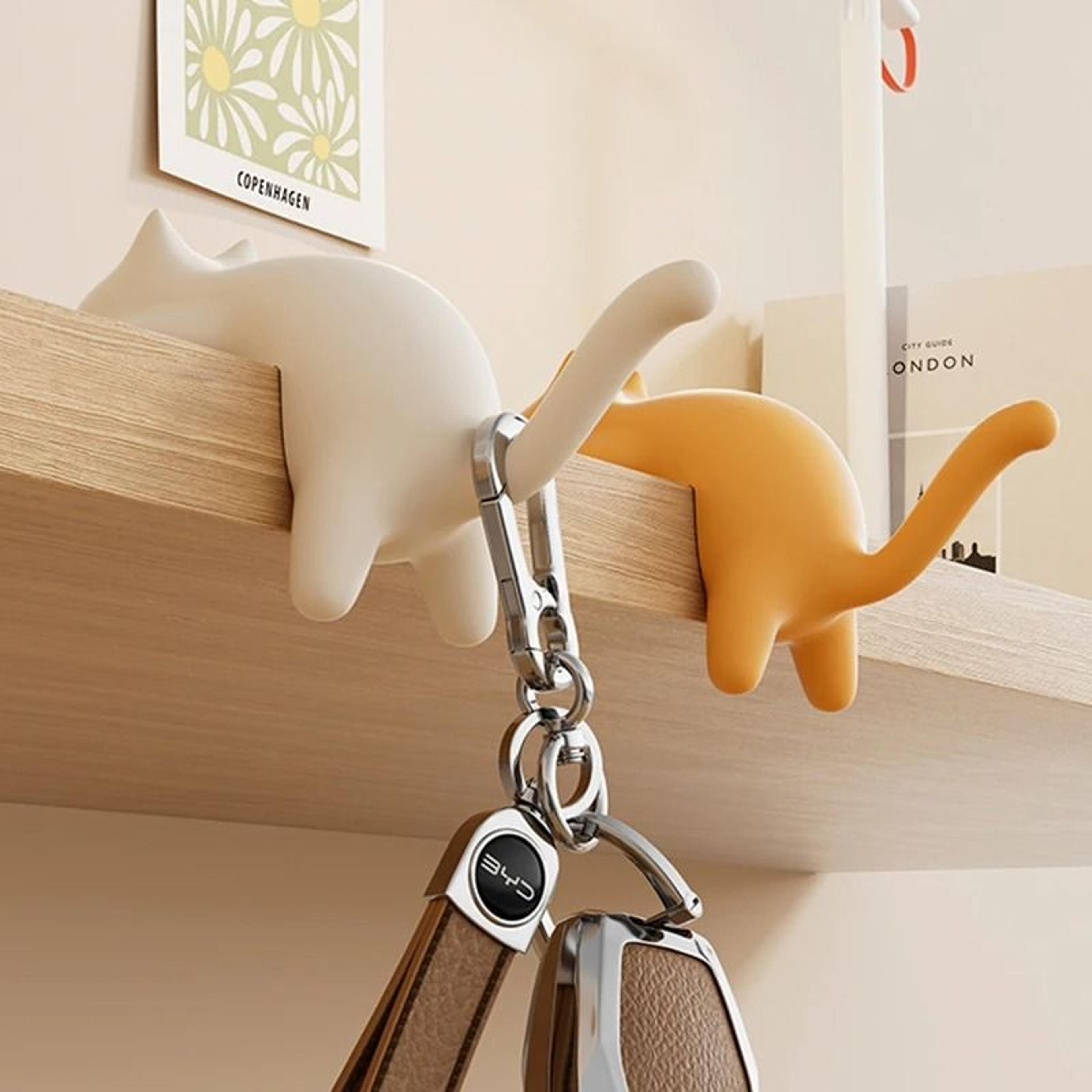 cute cat desk edge hook organizer for keys bags and headphones