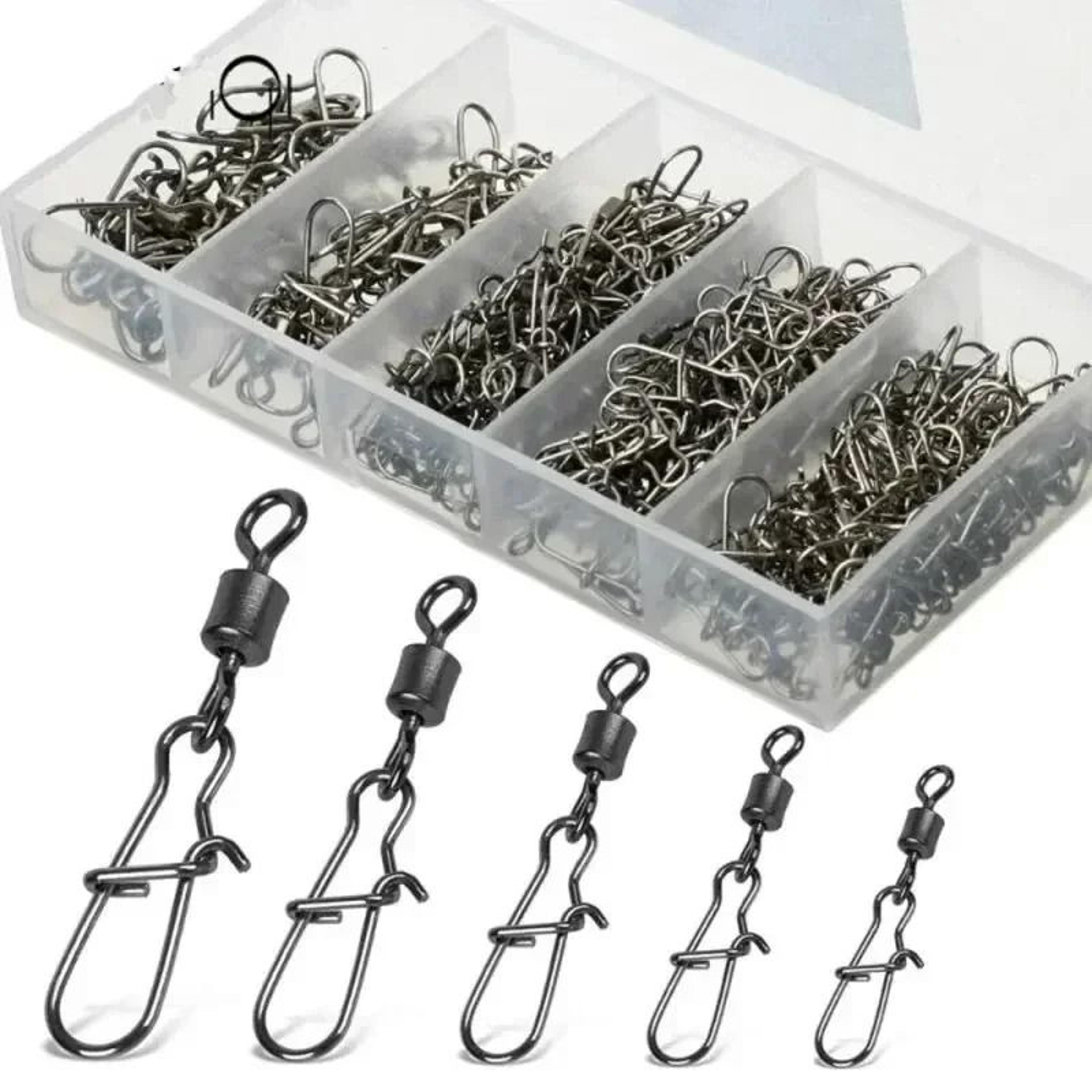 50 piece stainless steel fishing swivel snaps with rolling bearing connector for lures and hooks