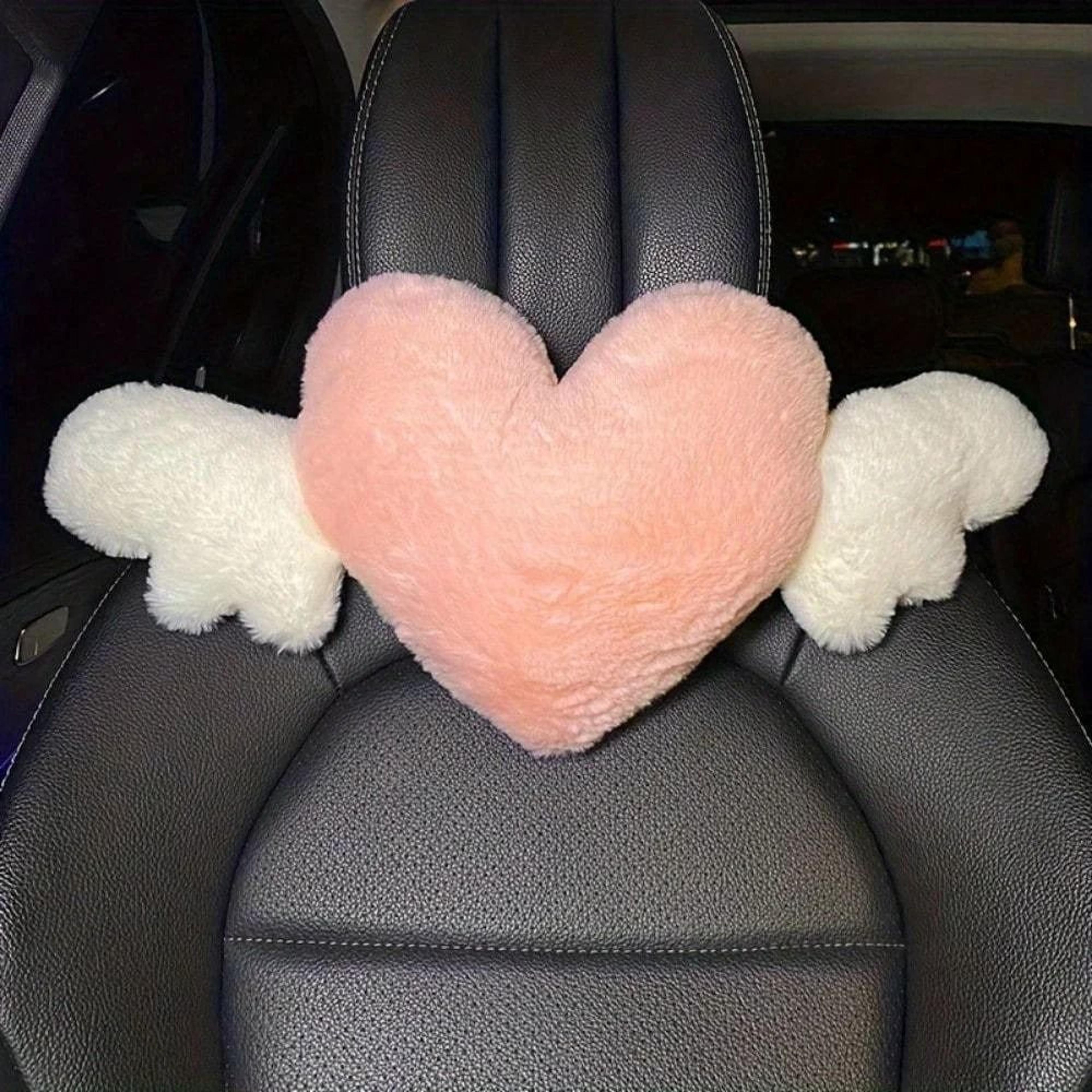 cute duck heart car neck pillow plush headrest cushion for travel & interior decor