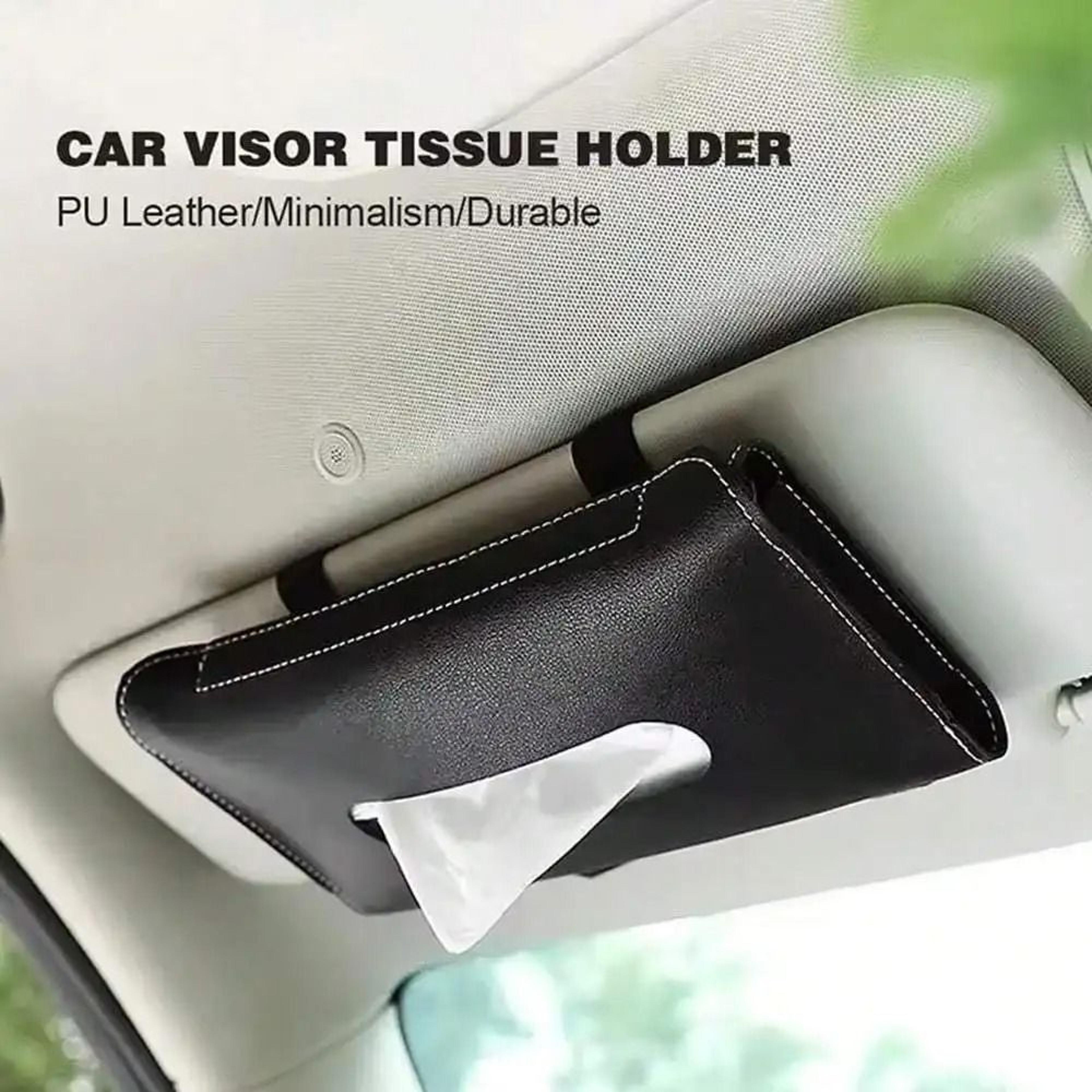 hanging car tissue holder sun visor organizer pu leather napkin box for auto interior