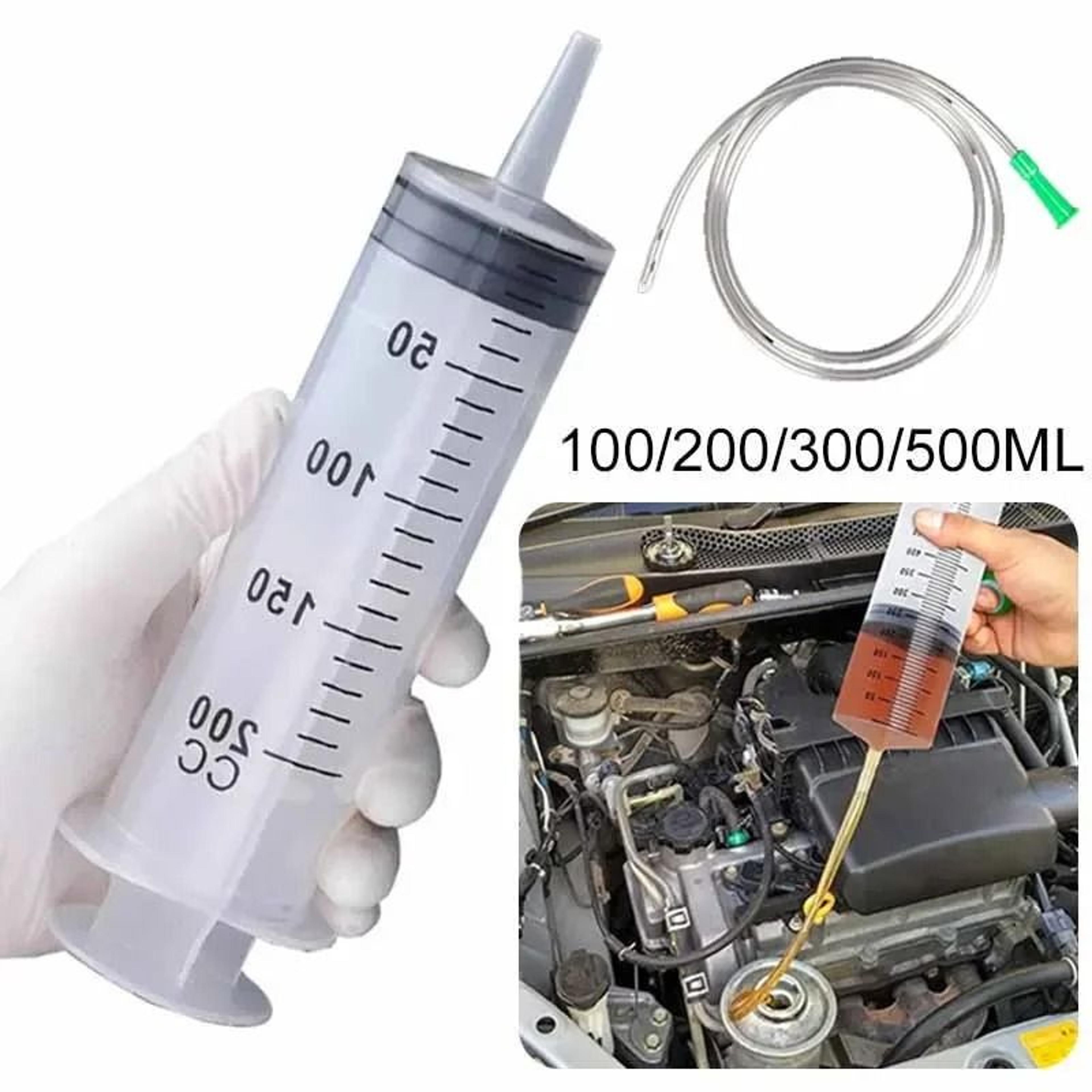 large capacity reusable syringe pump with hose for fluid transfer and pet feeding
