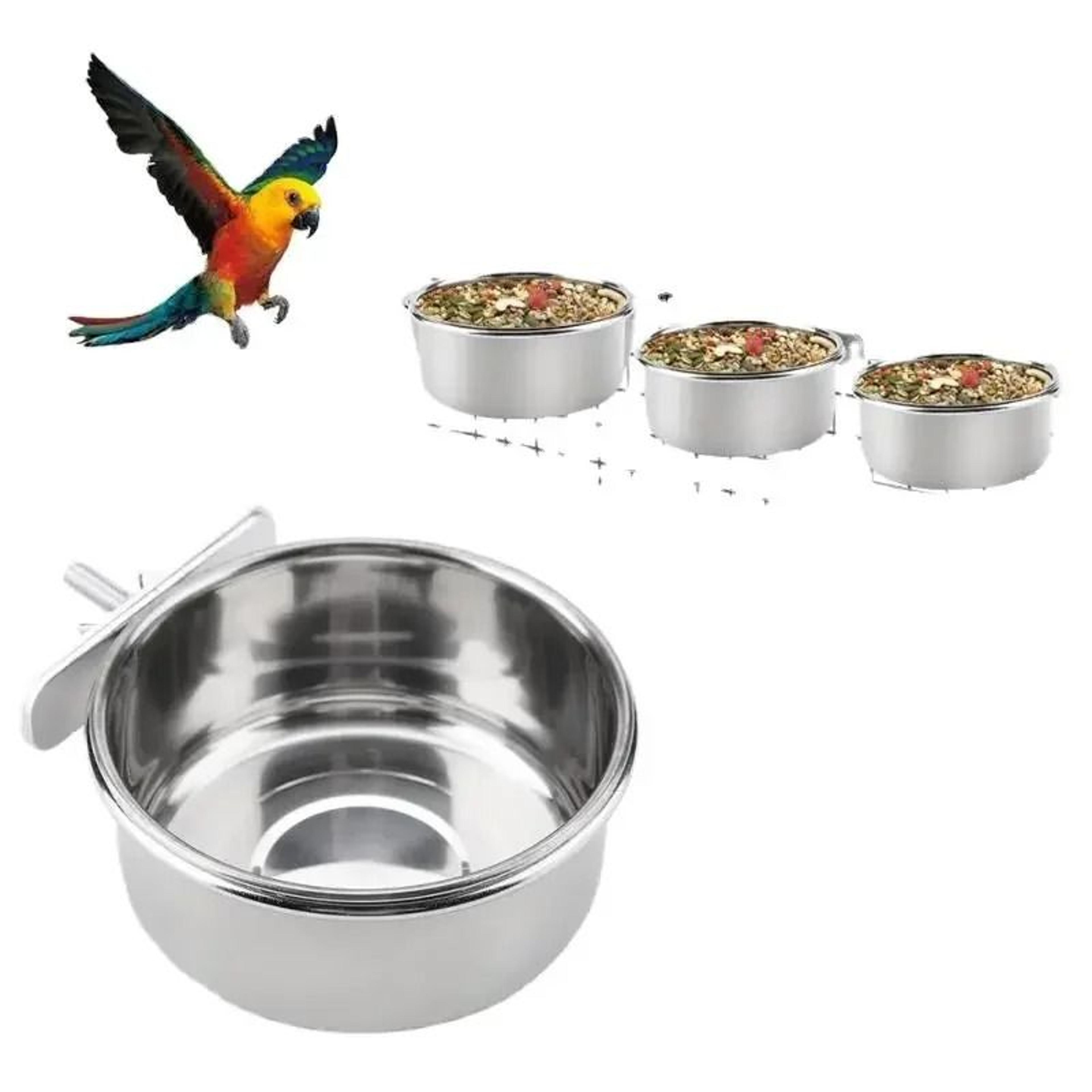 clip on stainless steel pet food & water bowl for rabbit bird hamster & small animals