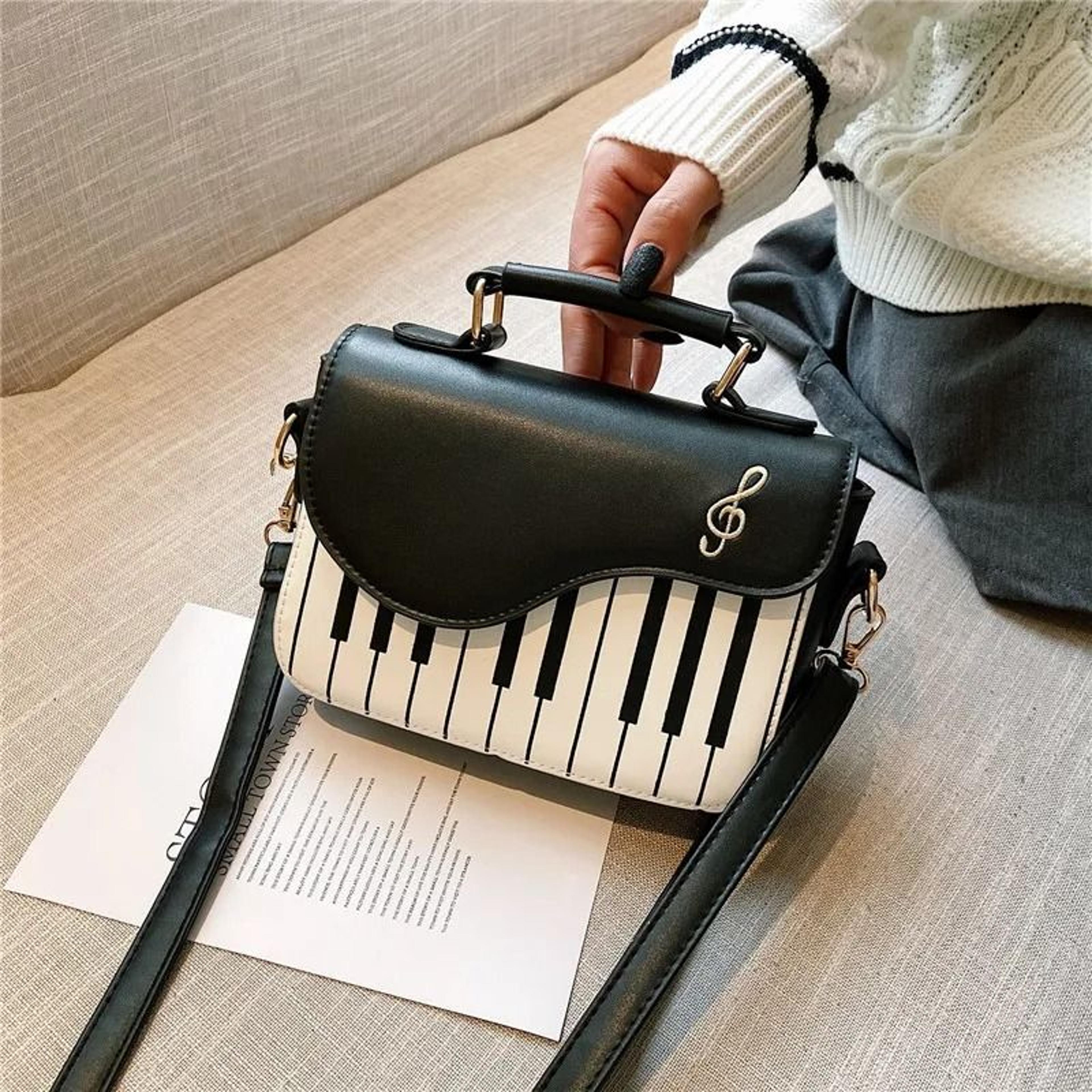 cute piano crossbody bag pu leather music theme shoulder purse