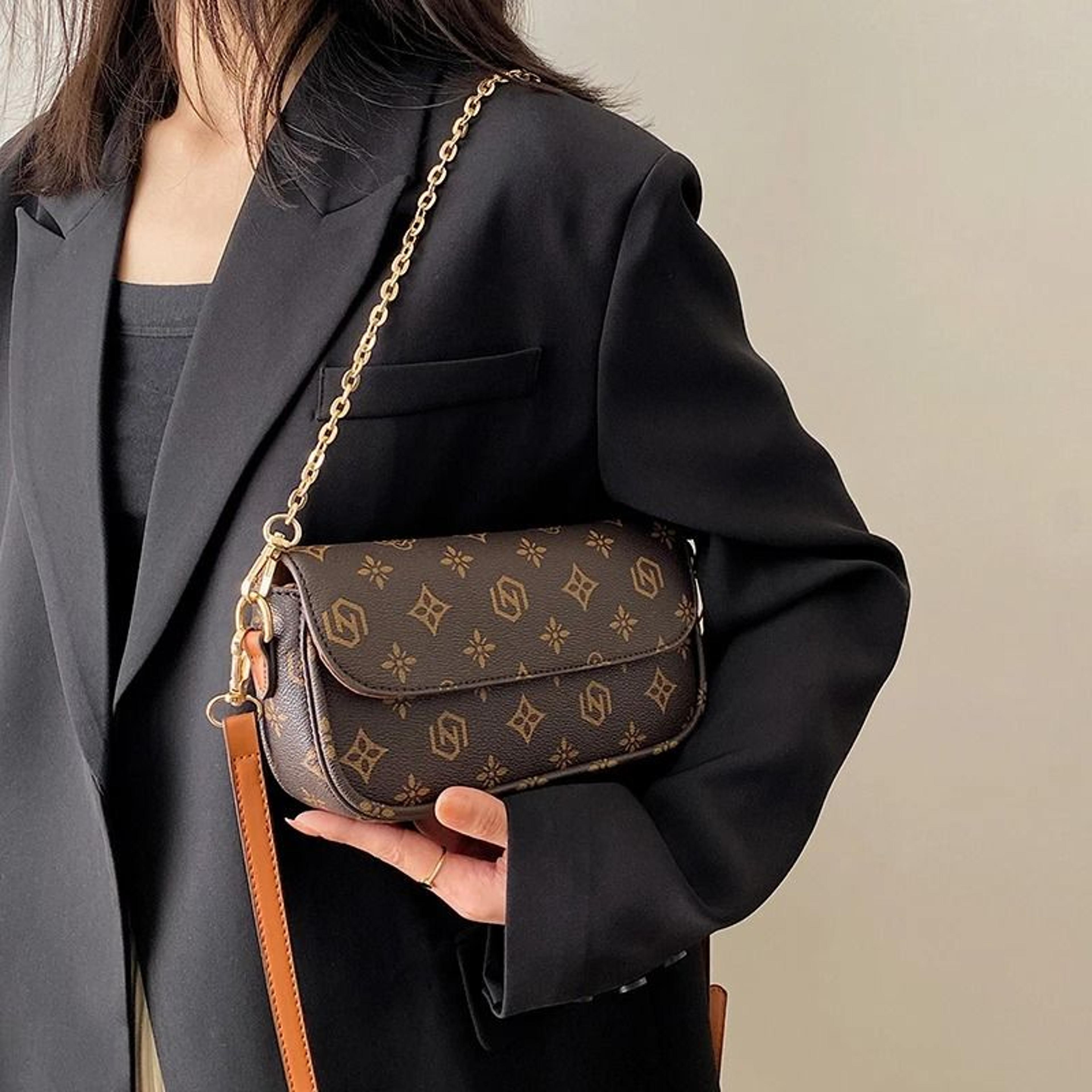 vintage printed small square crossbody bag for women retro shoulder purse