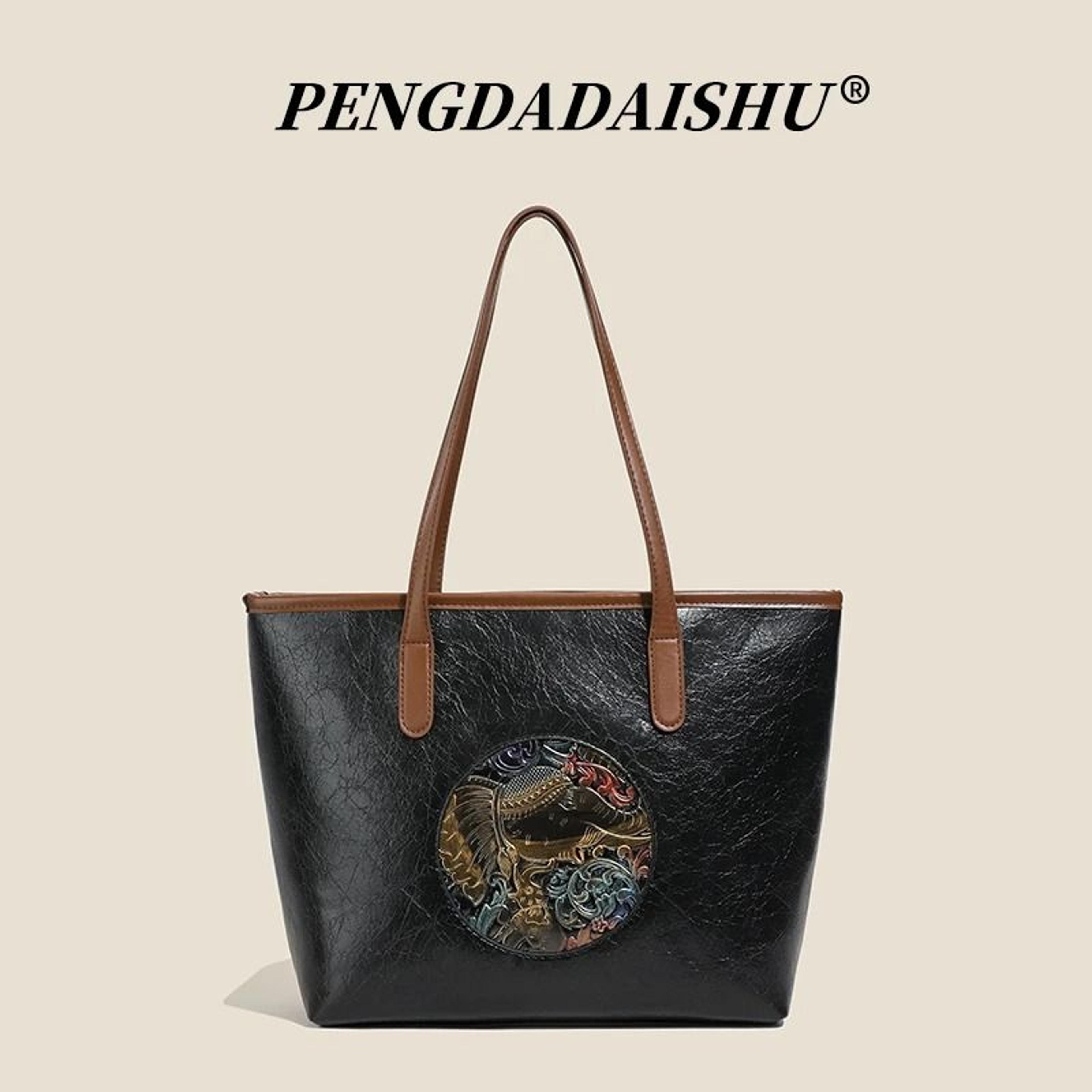 women's vintage embossed tote bag large capacity distressed shoulder handbag