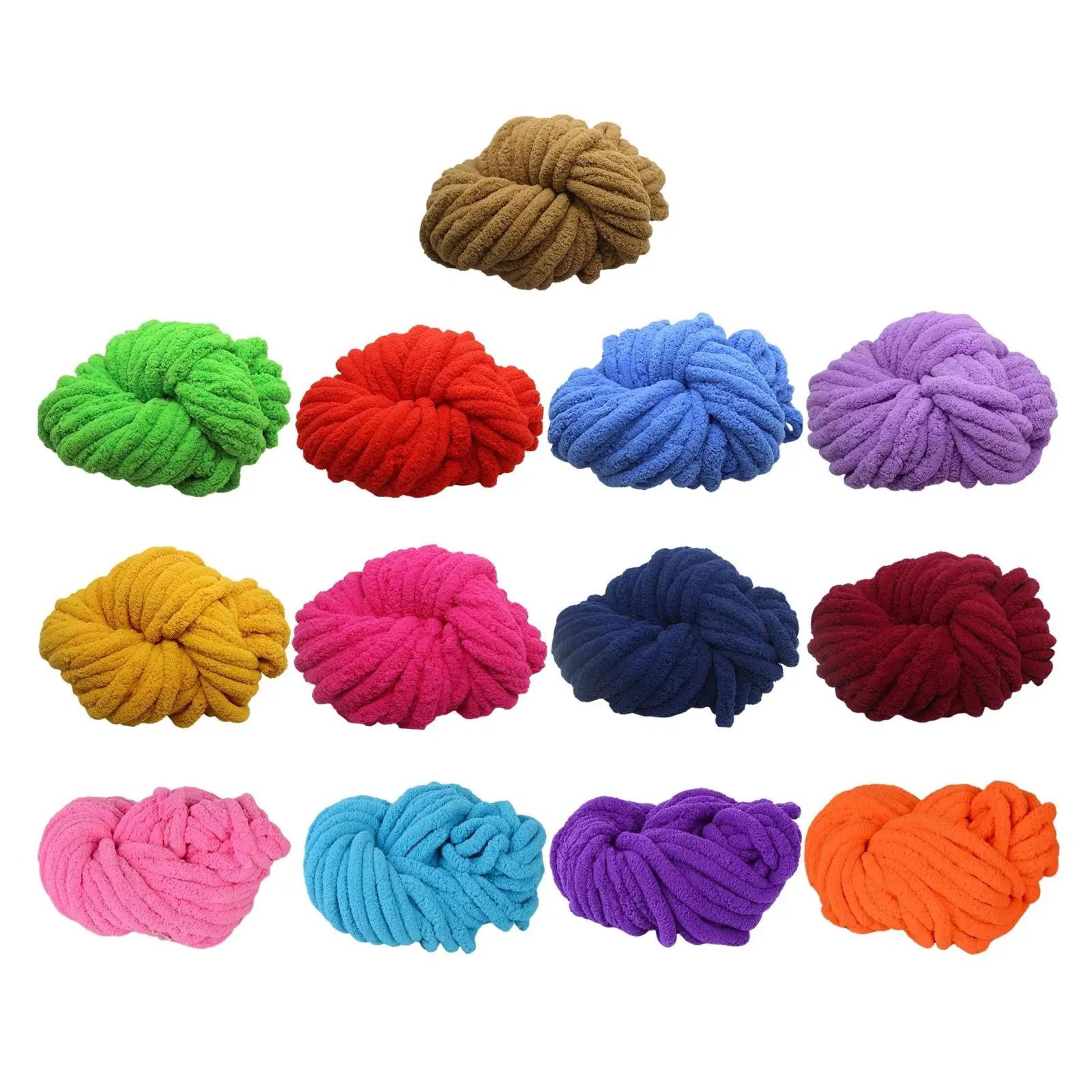 super bulky chunky chenille yarn for knitting crochet soft washable acrylic yarn for blankets hats cushions and throws